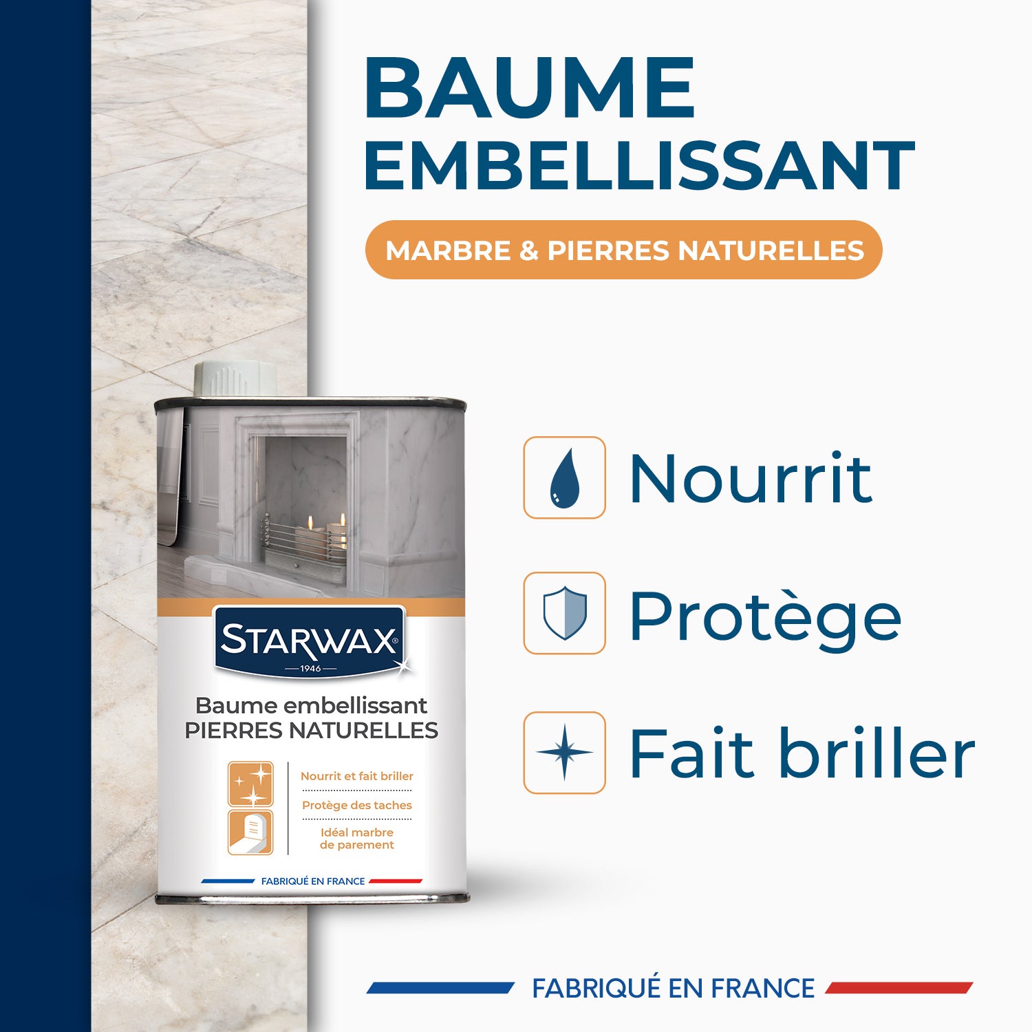 STARWAX - Baume embellissant pour marbre et pierres naturelles 500ml