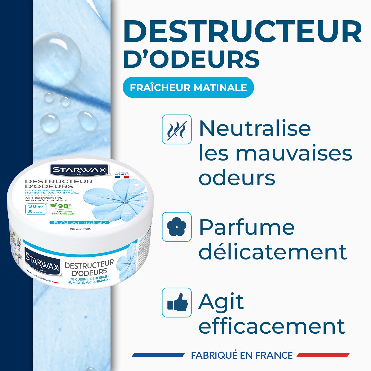 STARWAX - Destructeur d'odeurs Fraicheur matinale 300g Parfum Fraicheur matinale
