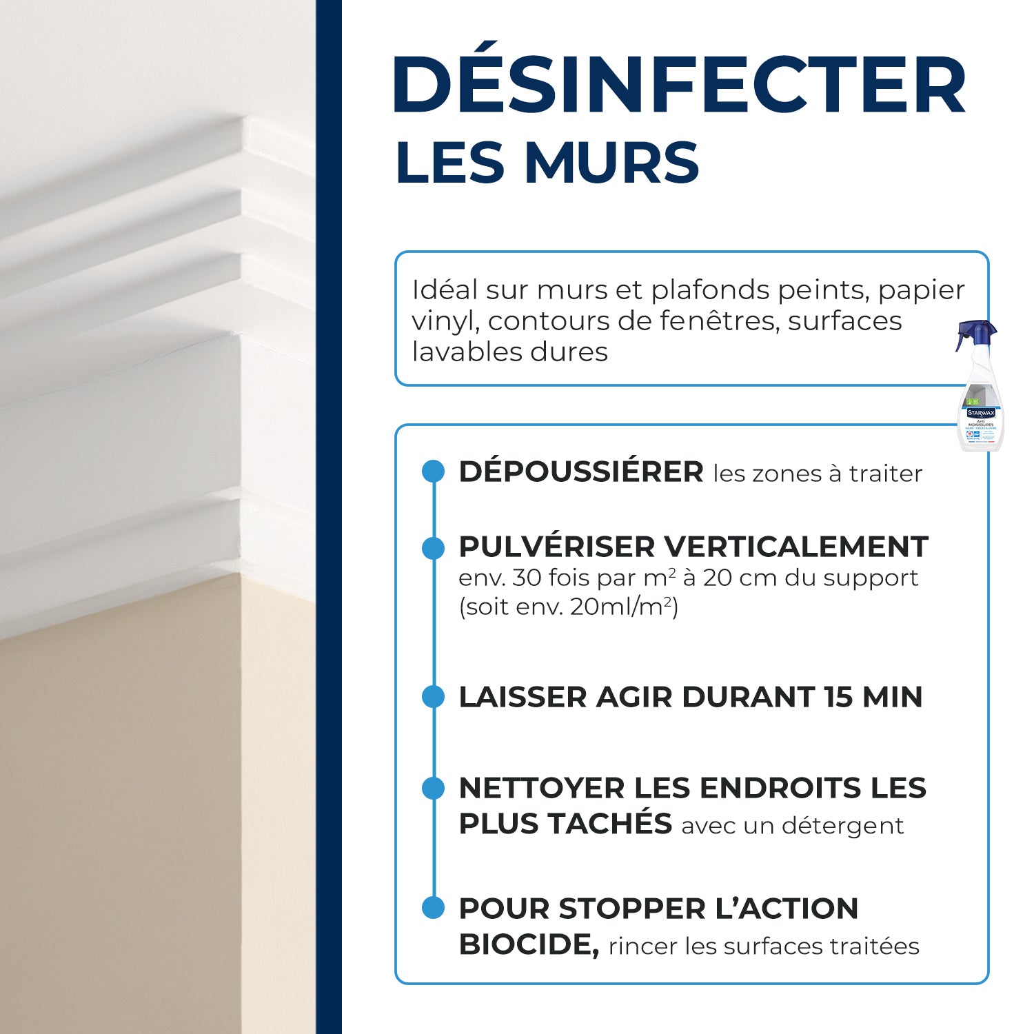 STARWAX - Anti-moisissures pour murs et pièces à vivre 500ml