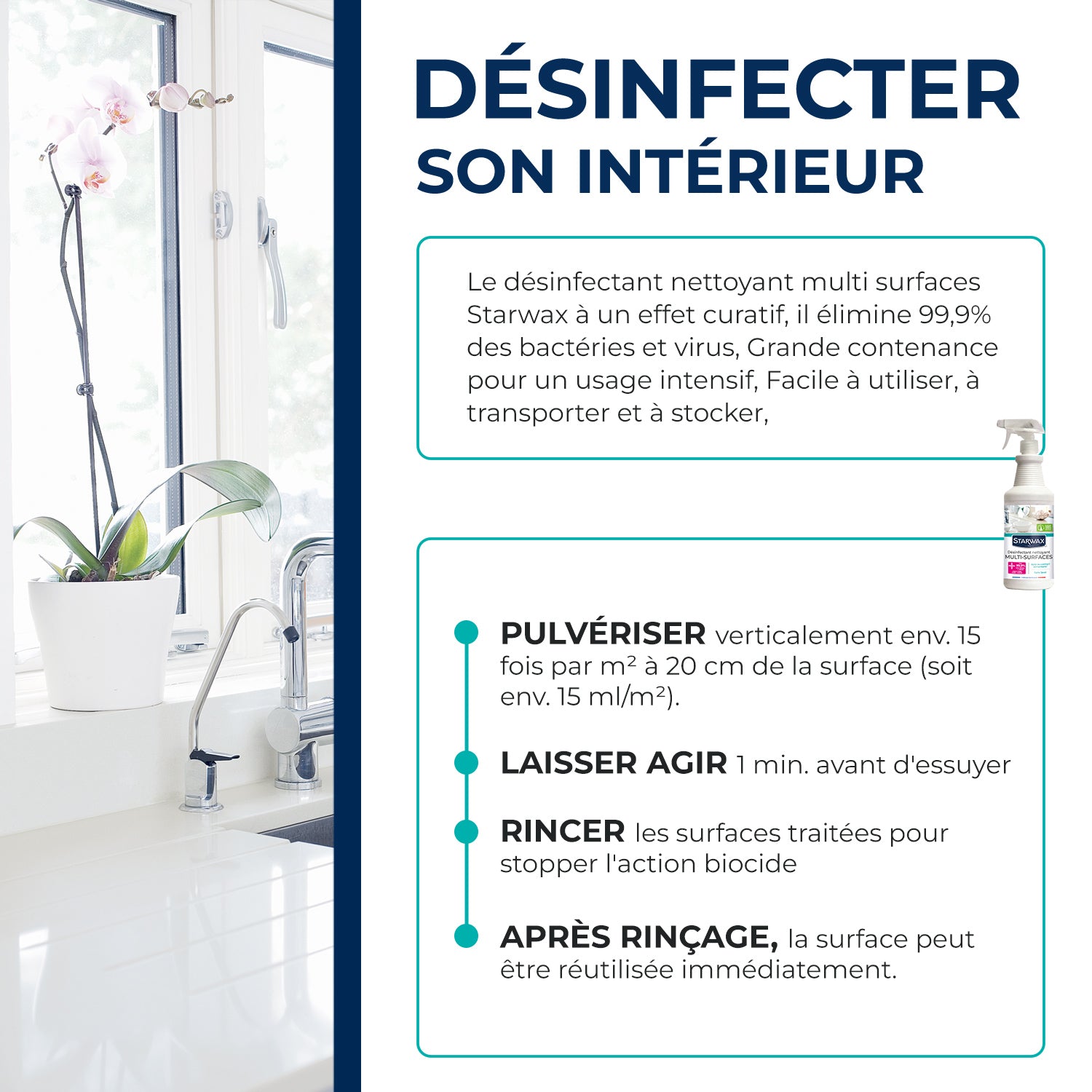 STARWAX - Désinfectant nettoyant multi-surfaces
1L