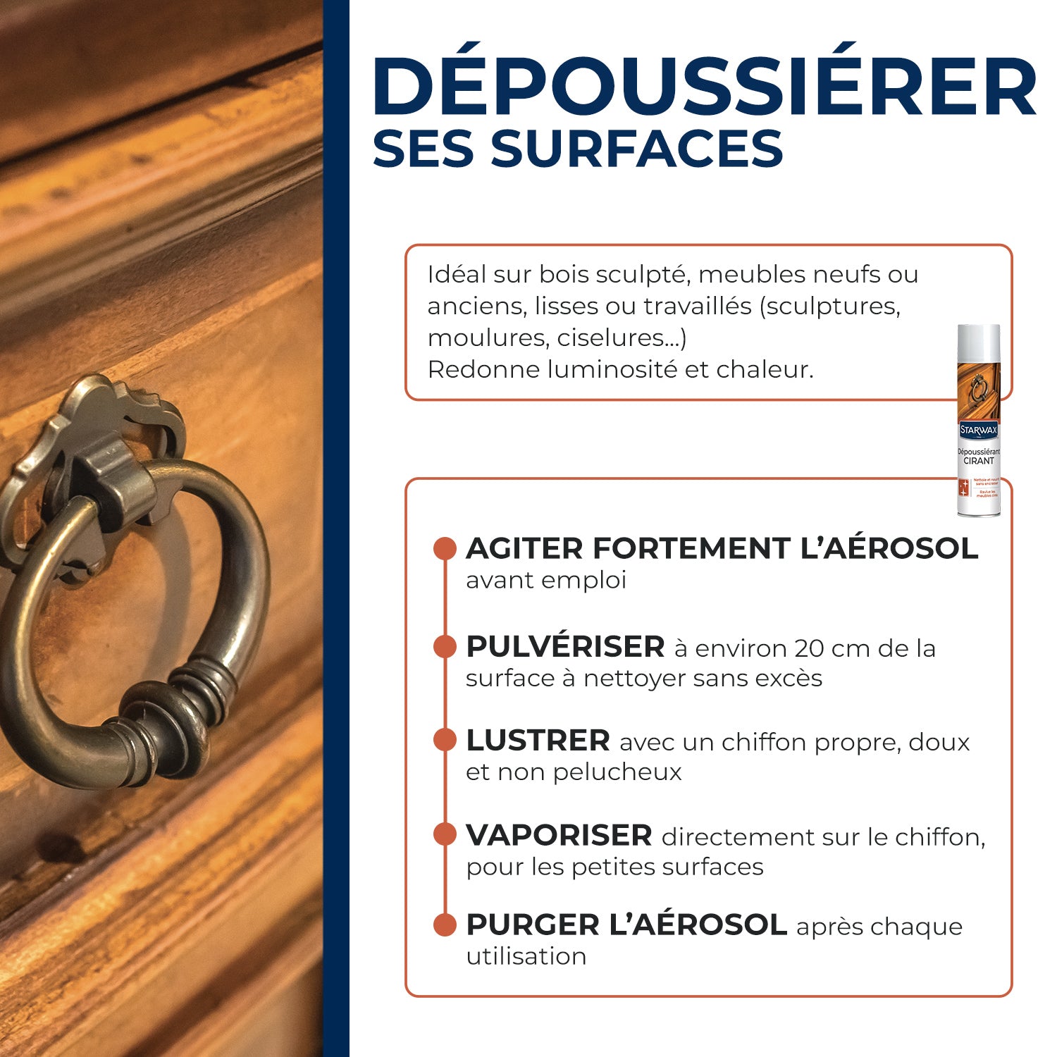 STARWAX - Nettoyant dépoussiérant cirant pour mobilier intérieur 400ml