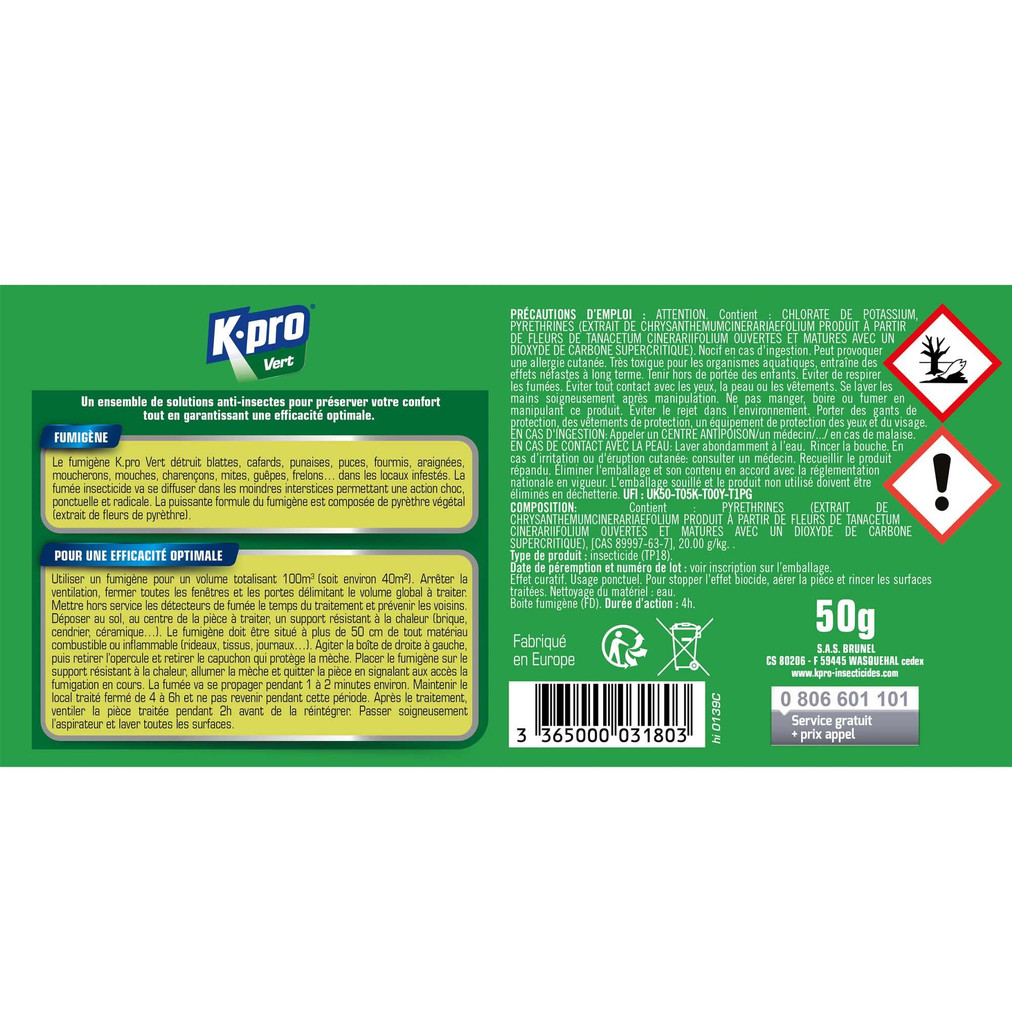 K.PRO - Fumigène contre les insectes volants et rampants 50g
