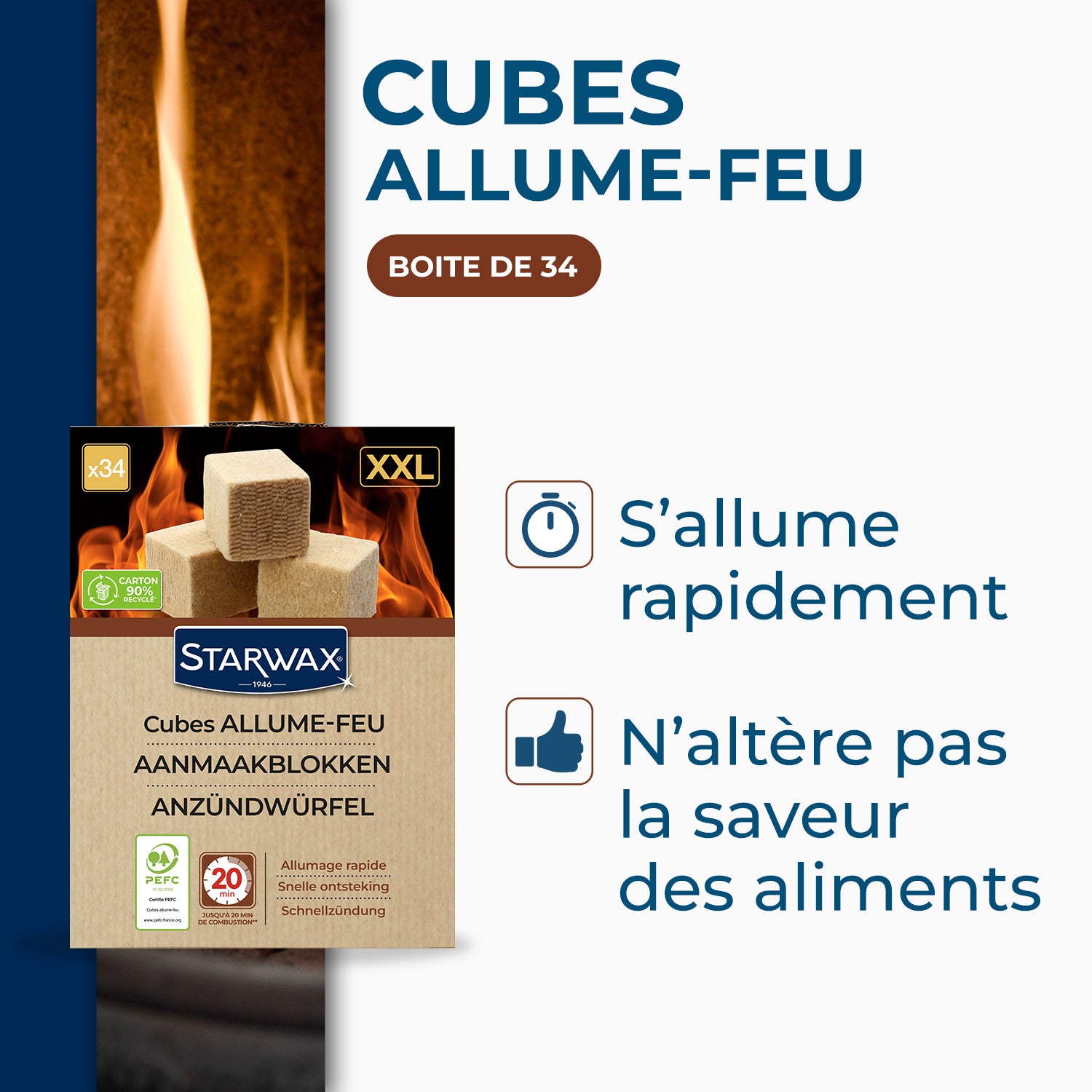 STARWAX - Cubes allume feu XXL PEFC X34 XXL