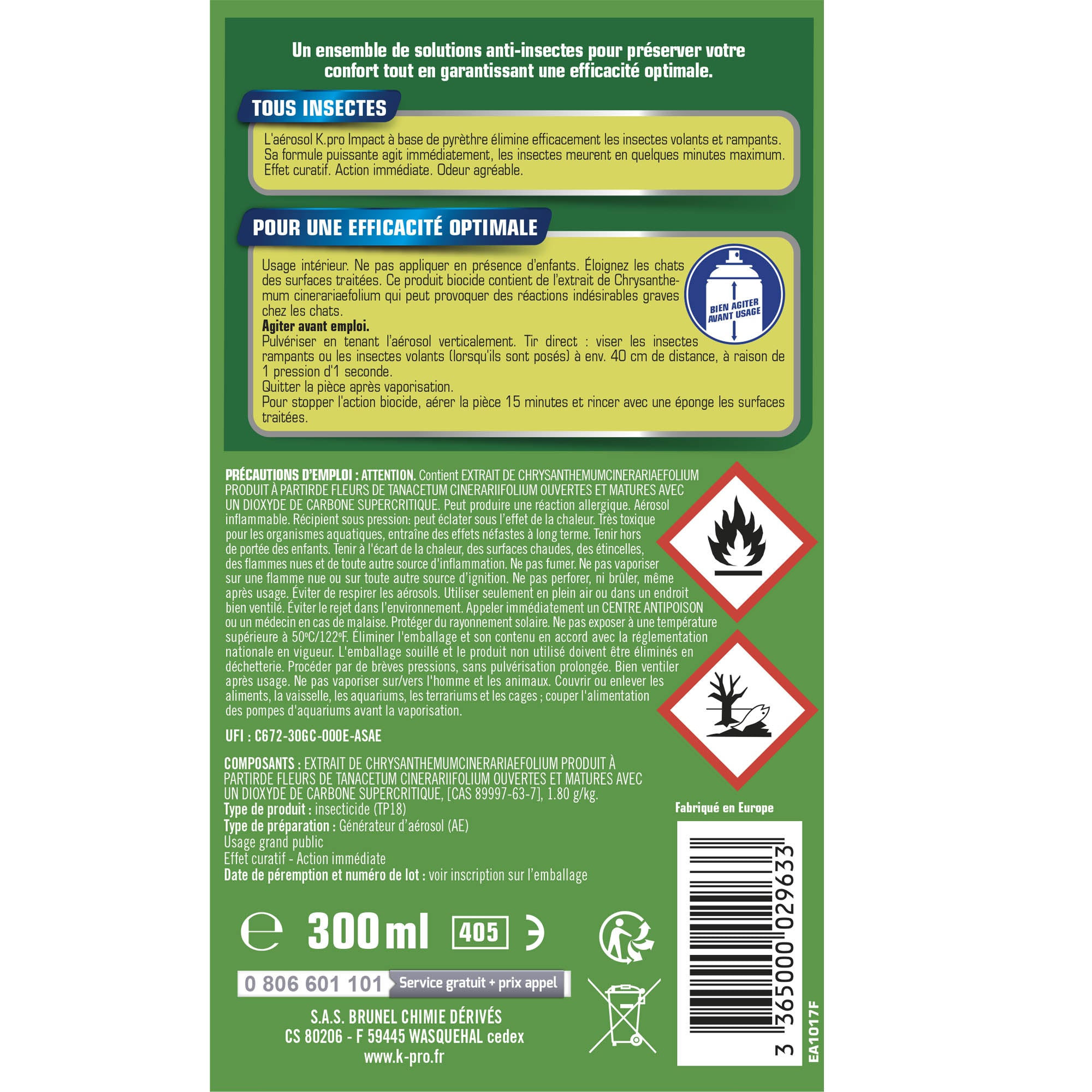 K.PRO - Aérosol tous insectes K.PRO Impact 300ml