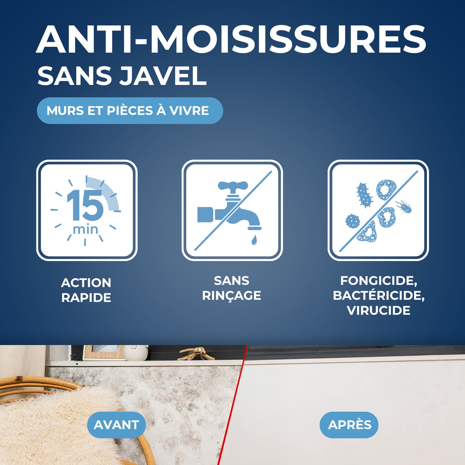 STARWAX - Anti-moisissures pour murs et pièces à vivre 500ml