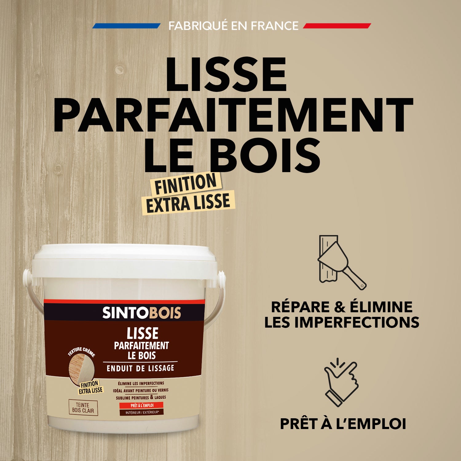 SINTO - Lisse parfaitement le bois 250g Bois clair