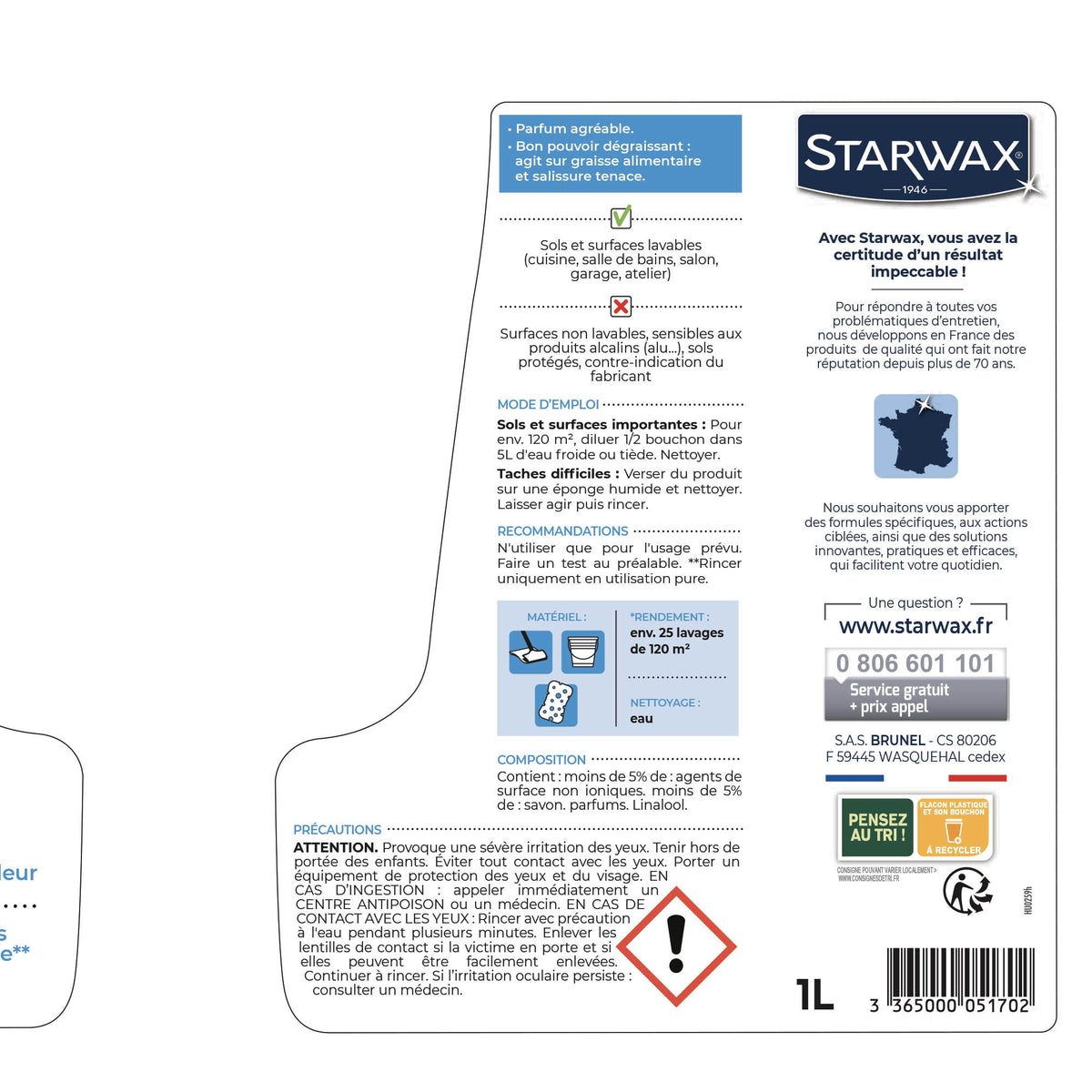 STARWAX - Dégraissant intensif ammoniaqué multi-usages 1L