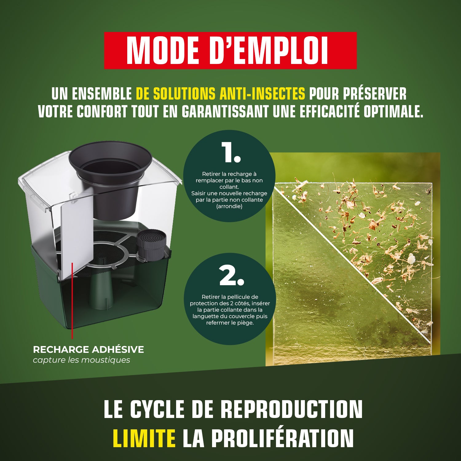 K.PRO - Pack de 10 recharges adhésives pour Pièges anti-ponte moustiques 10 adhésifs
