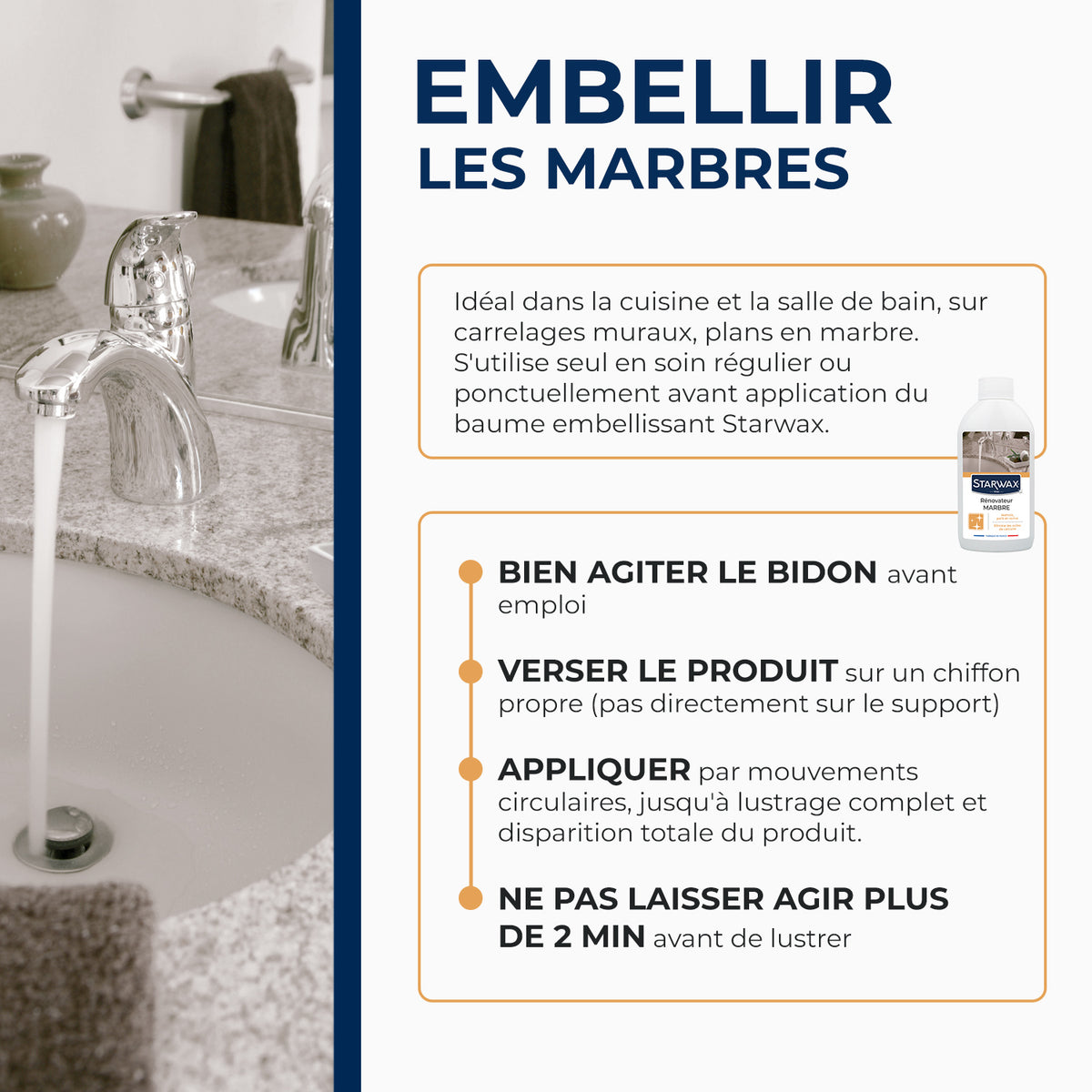 STARWAX - Rénovateur de brillance pour marbre et pierres naturelles 250ml
