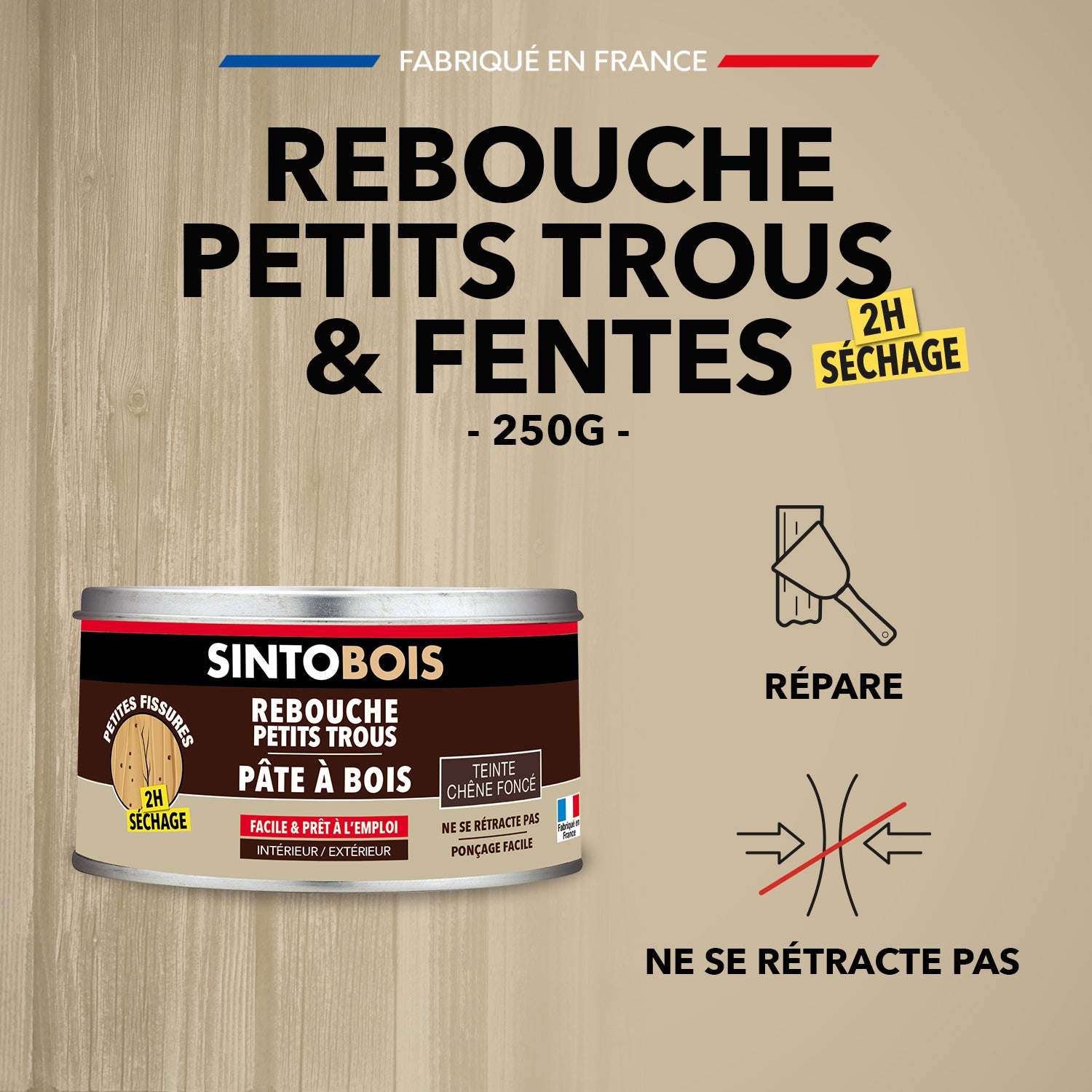 SINTO - Pâte à bois tradition 550ml Chêne clair
