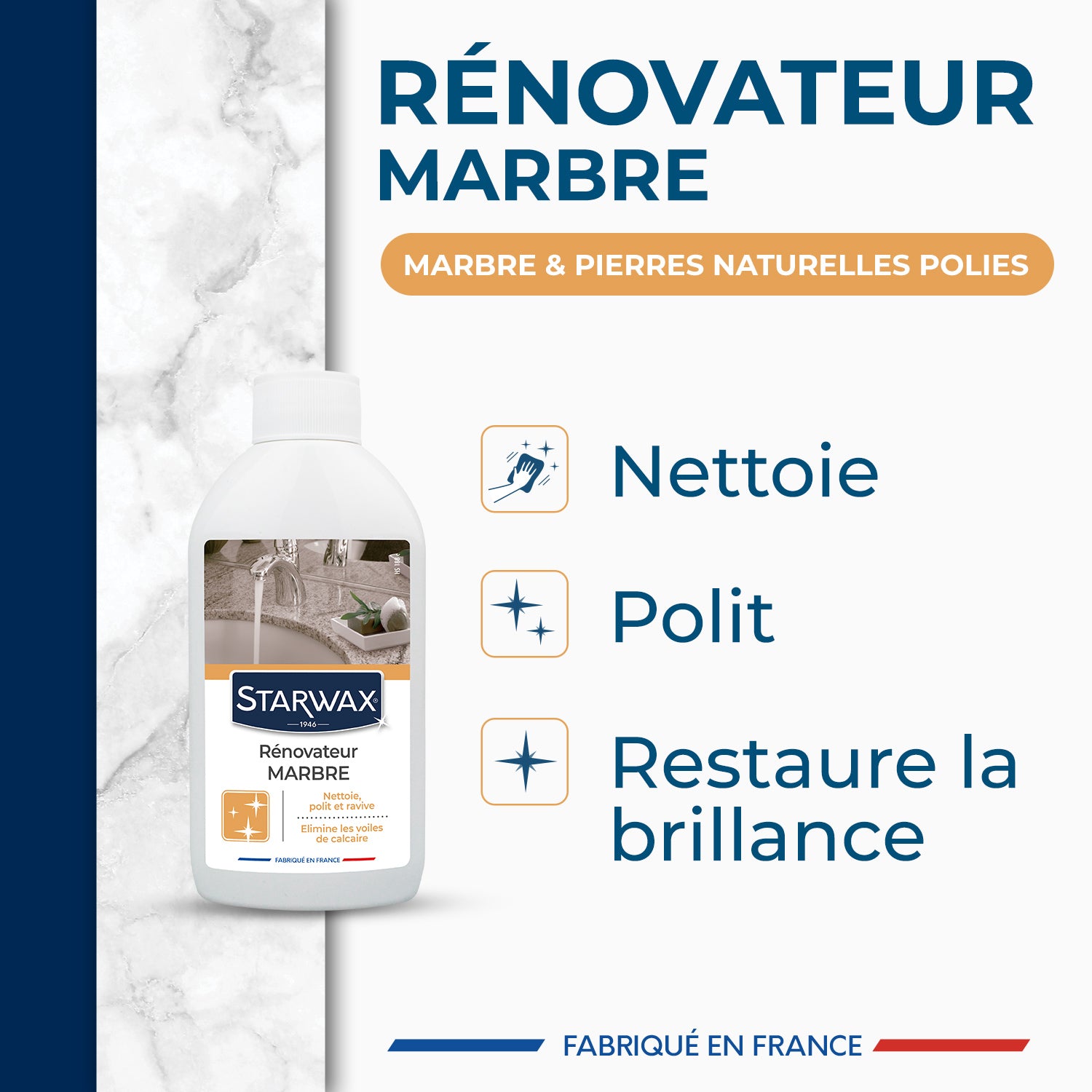 STARWAX - Rénovateur de brillance pour marbre et pierres naturelles 250ml