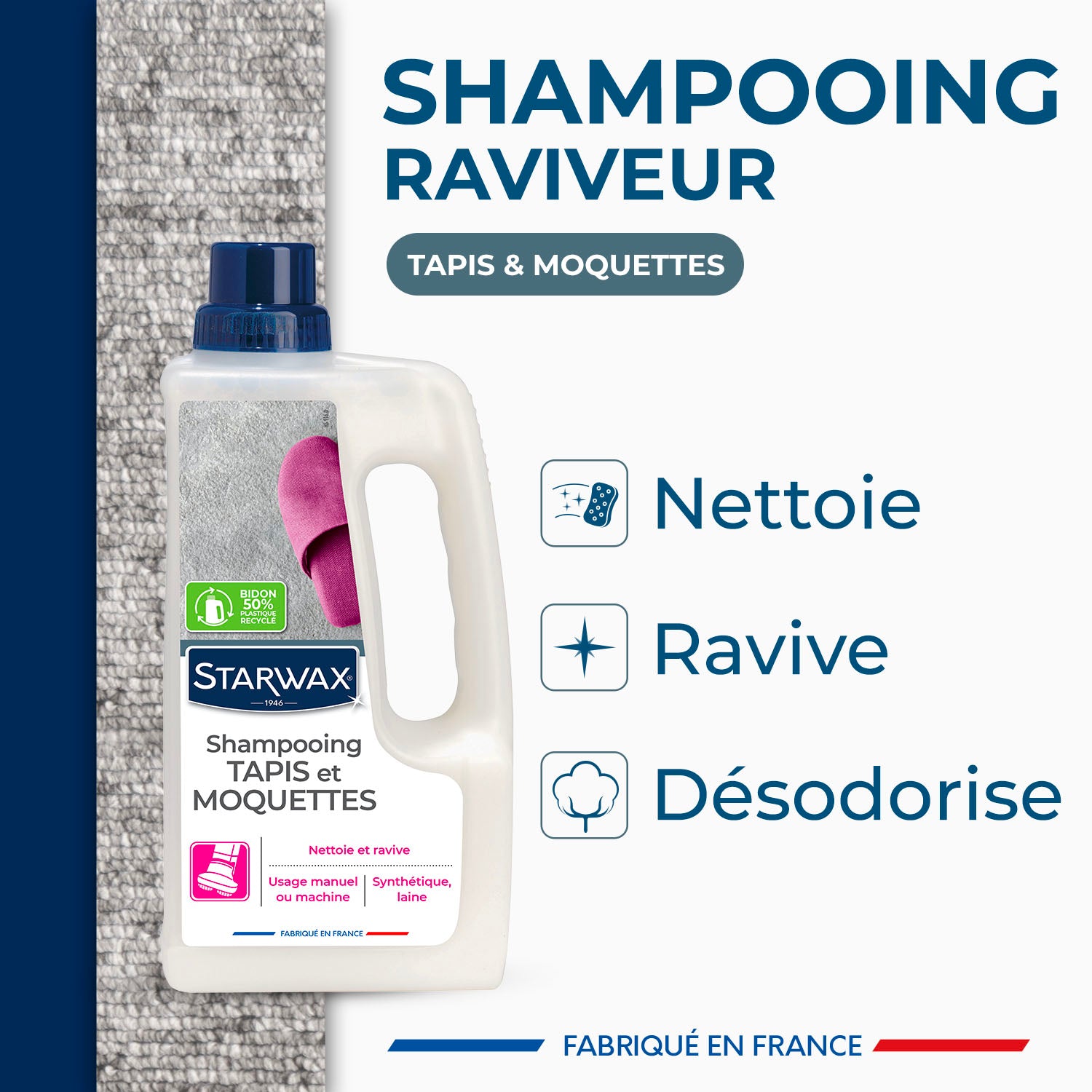 STARWAX - Shampooing raviveur pour tapis et moquettes
1L