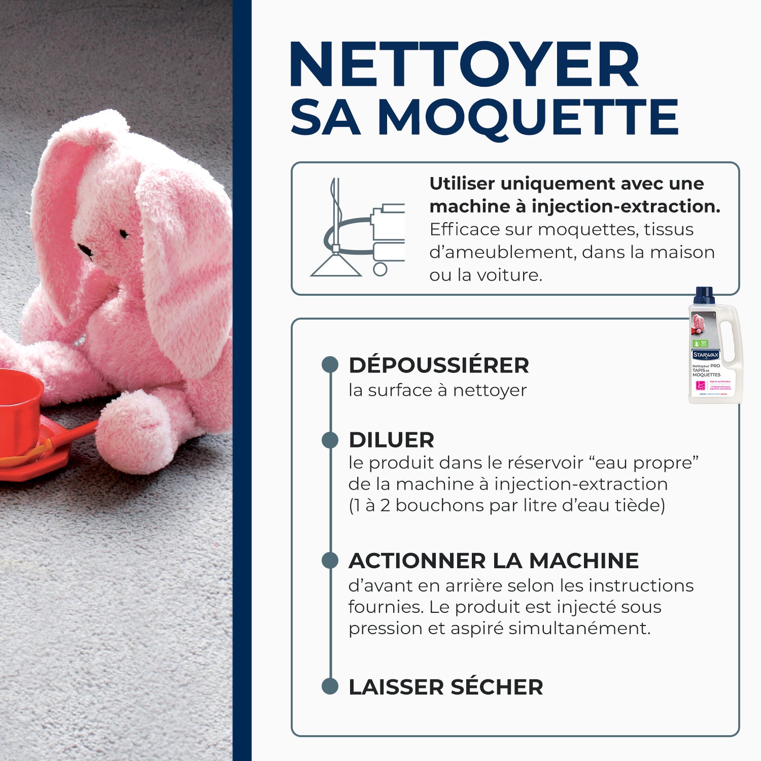 STARWAX - Nettoyant méthode "pro" pour tapis et moquettes 1L