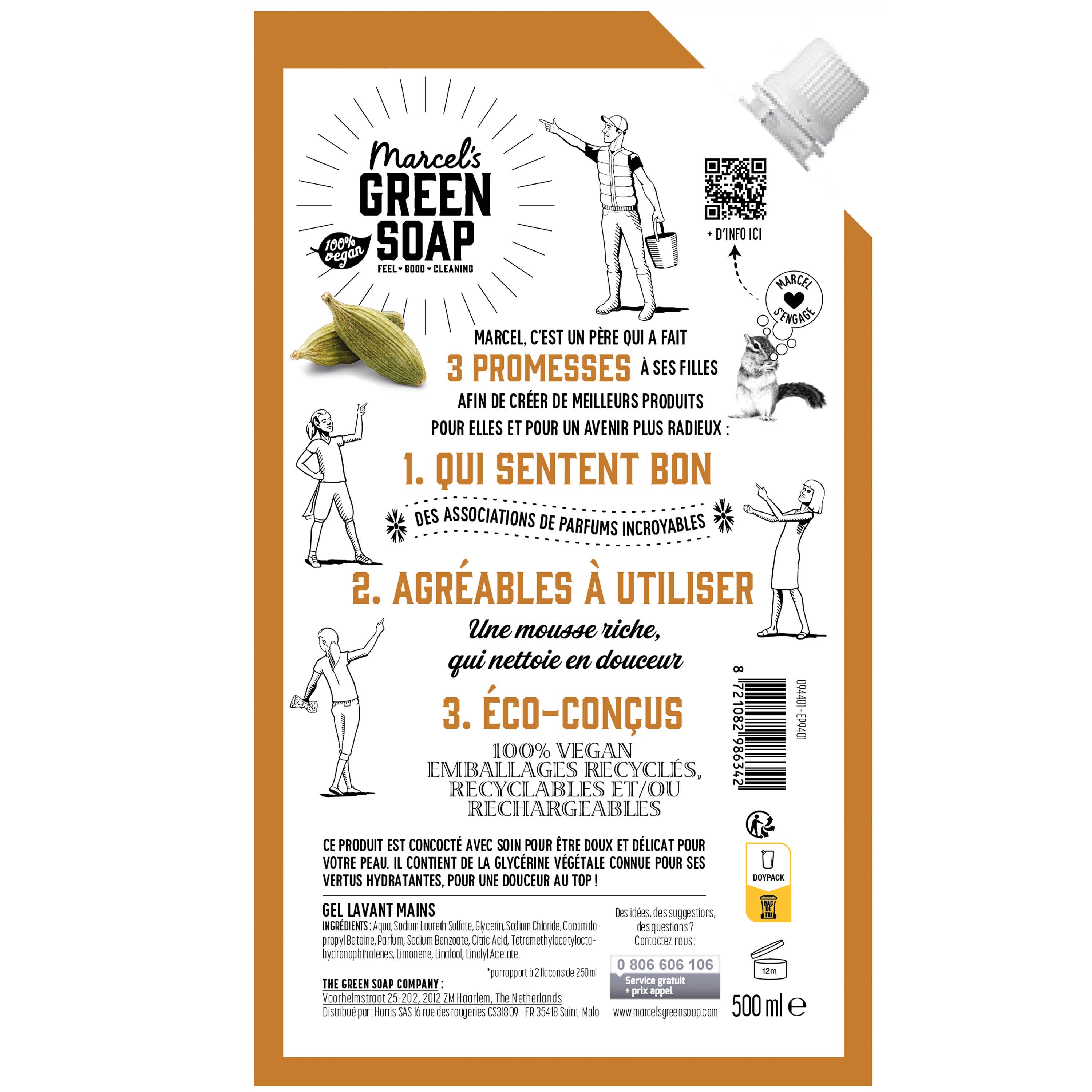 MARCEL'S GREEN SOAP - Recharge Gel Lavant Mains Santal & Cardamome 500ml Santal & Cardamome