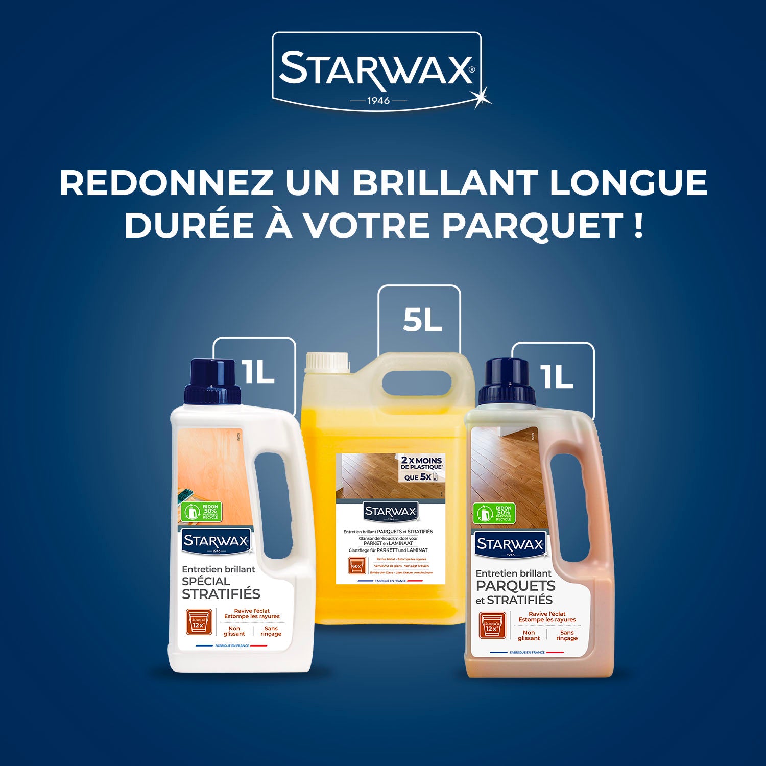 STARWAX - Entretien brillant pour parquets et sols stratifiés
1L
