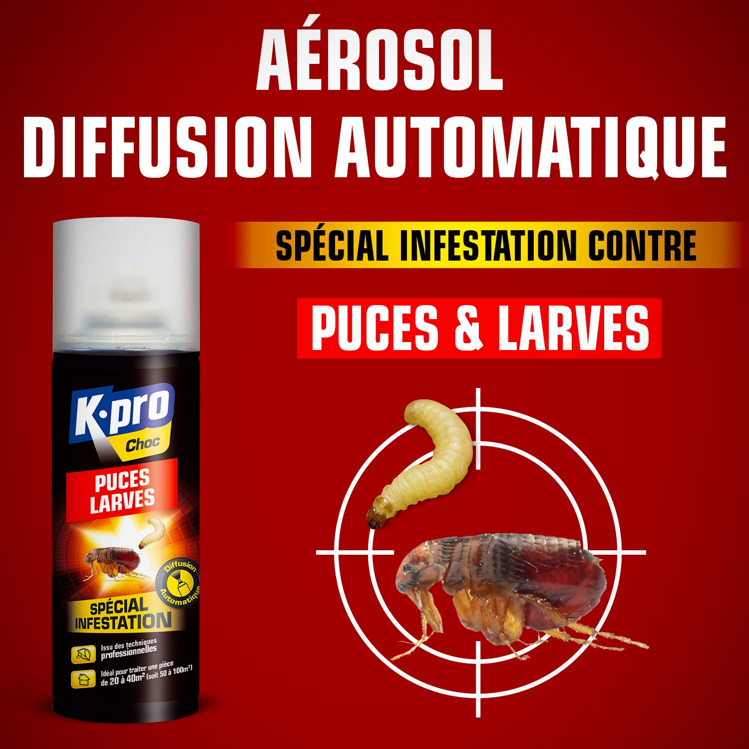 K.PRO - Aérosol diffusion automatique puces et larves 200ml
