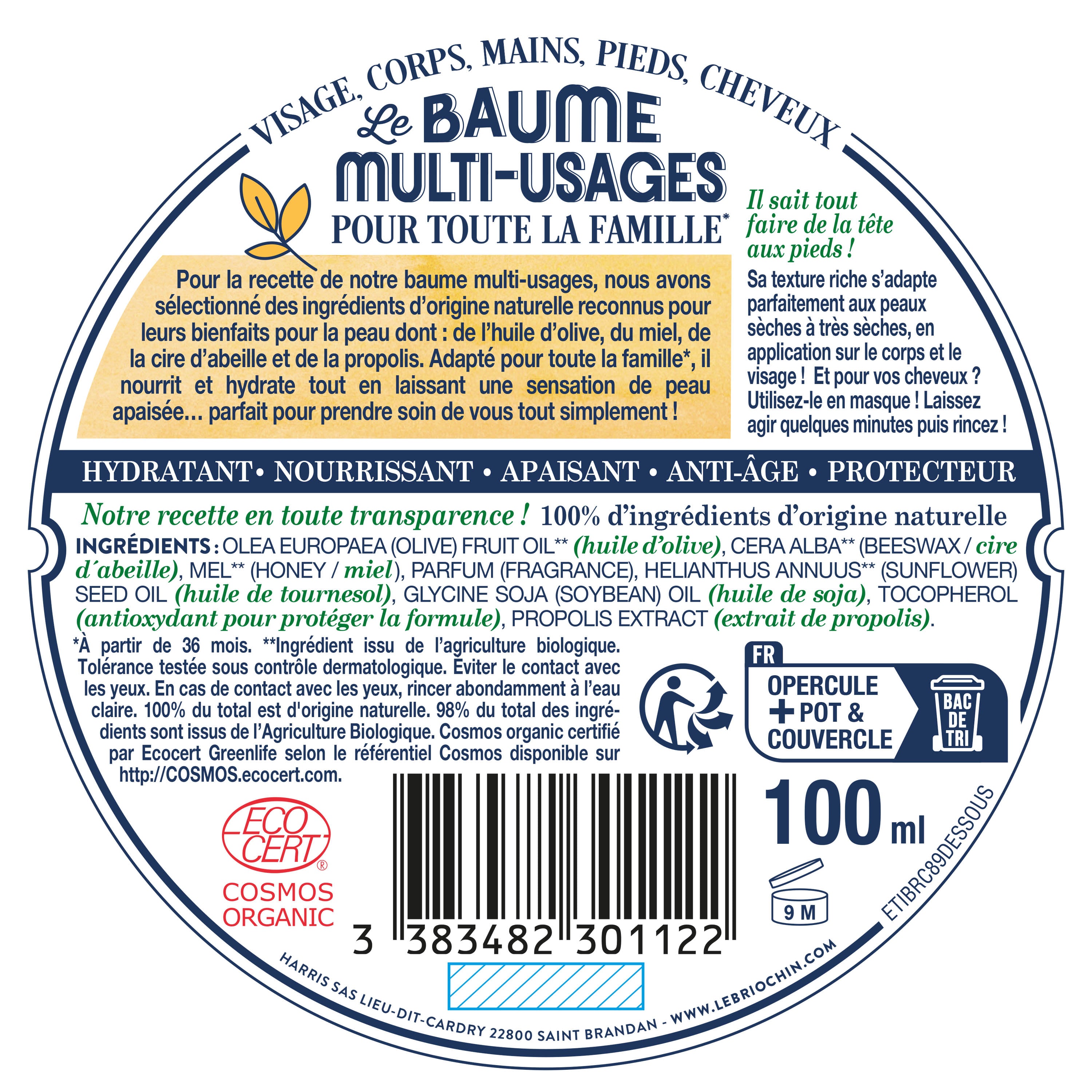 BRIOCHIN COSMETIQUES - Baume multi-usages - Cosmébio 100ml