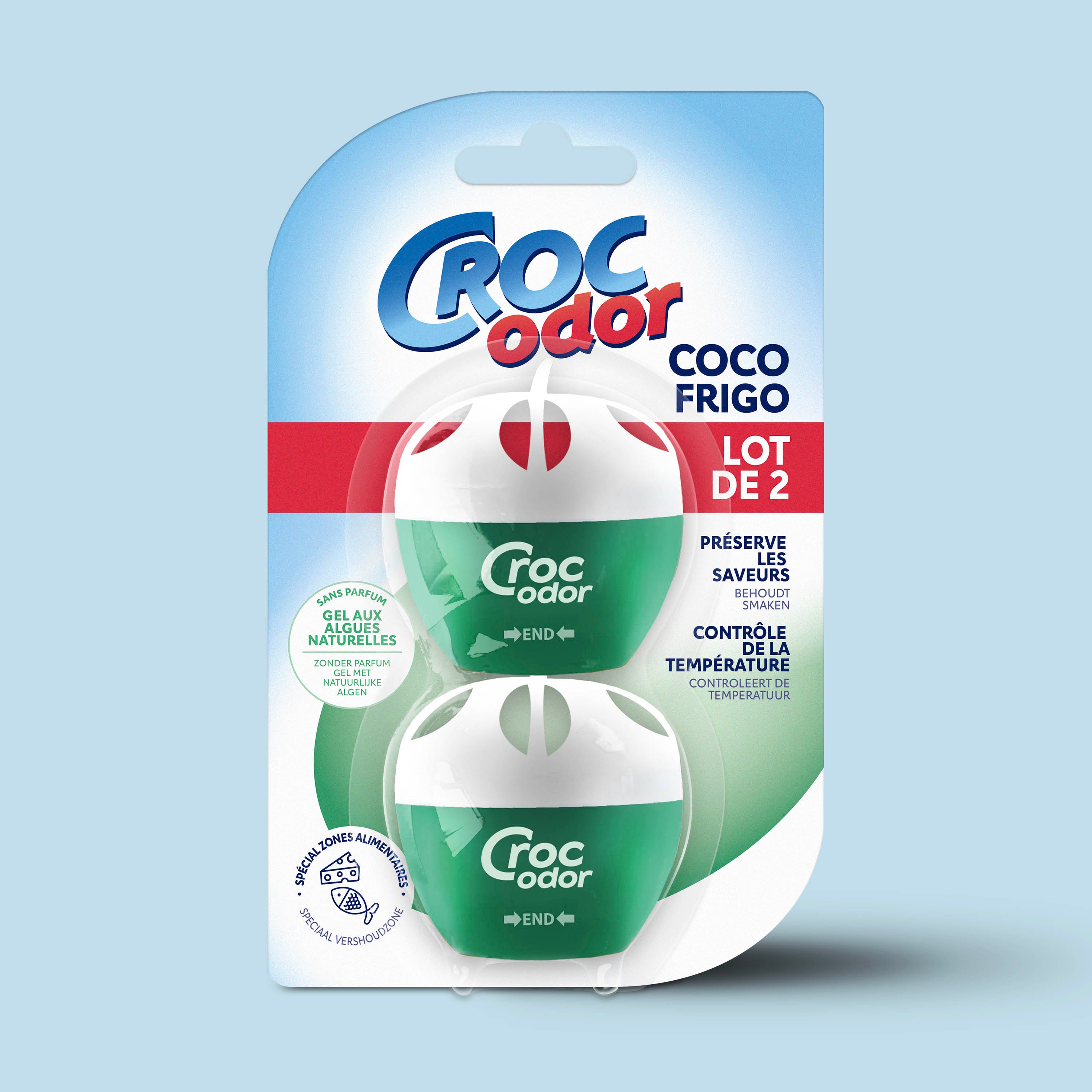 CROC ODOR - Absorbeur d'odeurs Frigo x2 2x33g Sans parfum