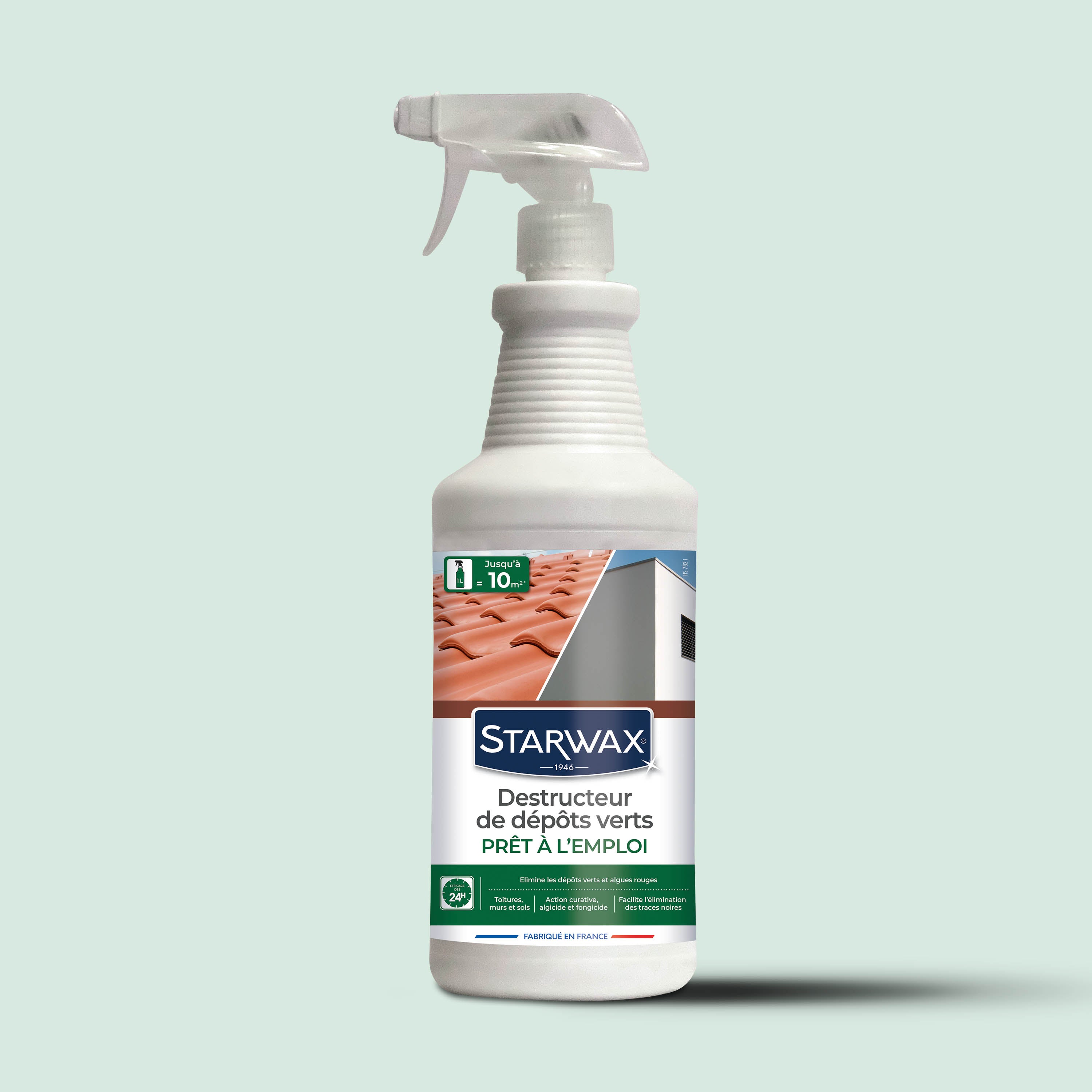 STARWAX - Destructeur de dépôts verts prêt à l'emploi pour toitures, murs et sols extérieurs 1L