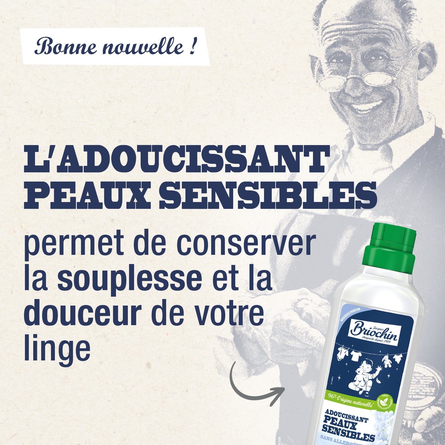 JACQUES BRIOCHIN - Adoucissant peaux sensibles 750ml Fleur de coton