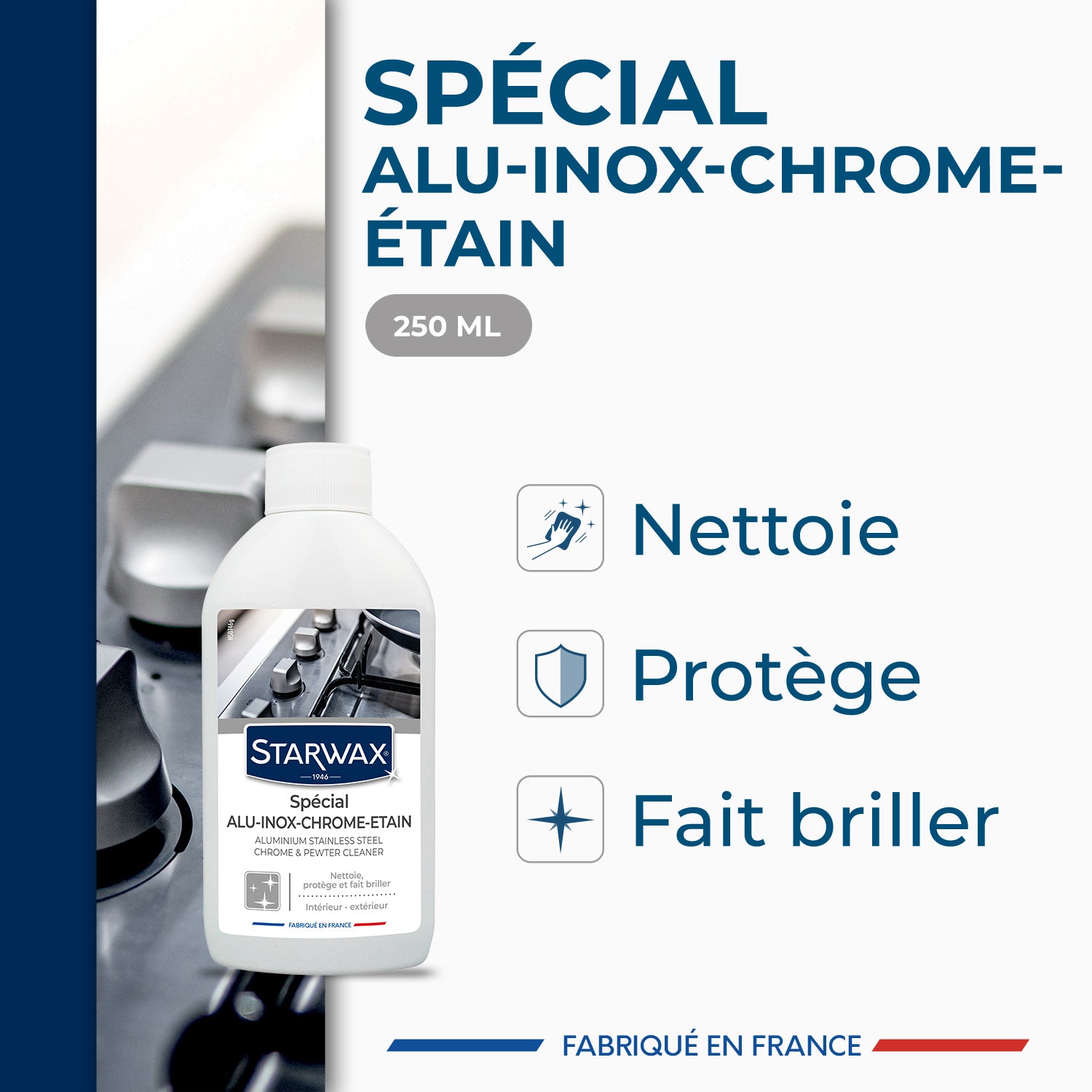 STARWAX - Nettoyant Alu Inox Chrome & Etain 250ml