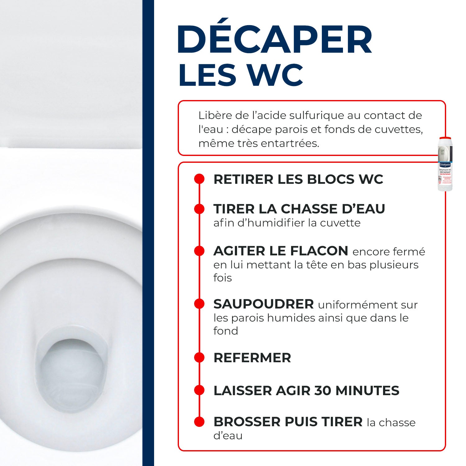 STARWAX - Détartrant surpuissant poudre pour WC 1kg