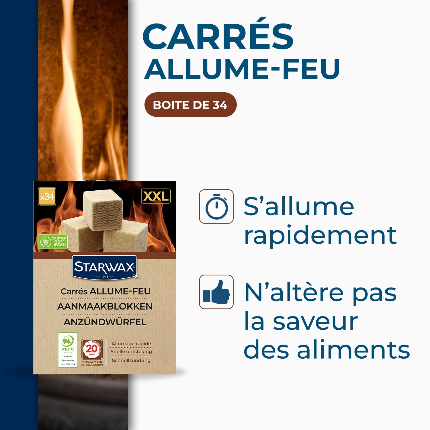 STARWAX - Cubes allume feu XXL PEFC X34 XXL