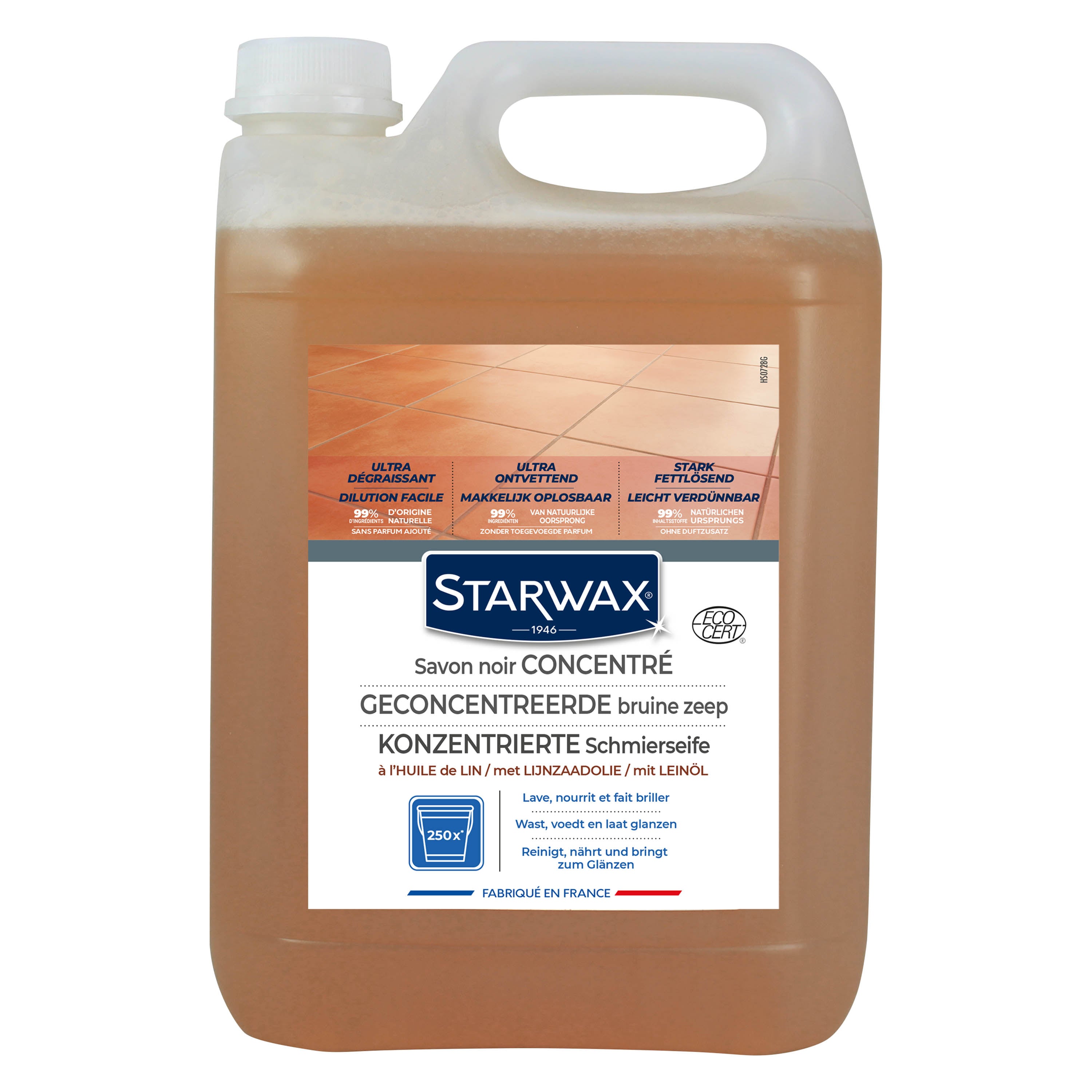 STARWAX - Savon noir à l'huile de lin pour les sols intérieurs 1L