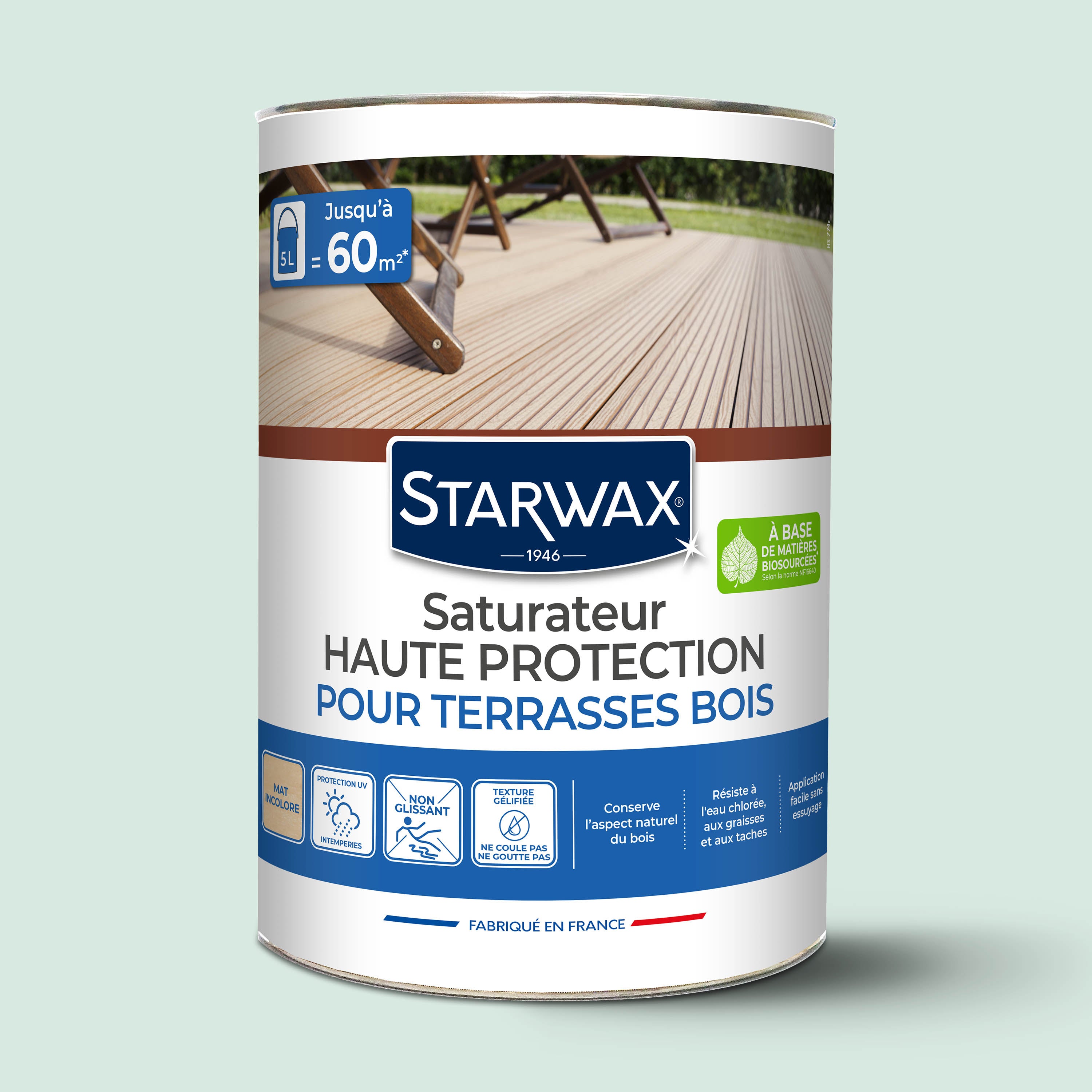 STARWAX - Saturateur Haute protection pour terrasses bois
1L Teck