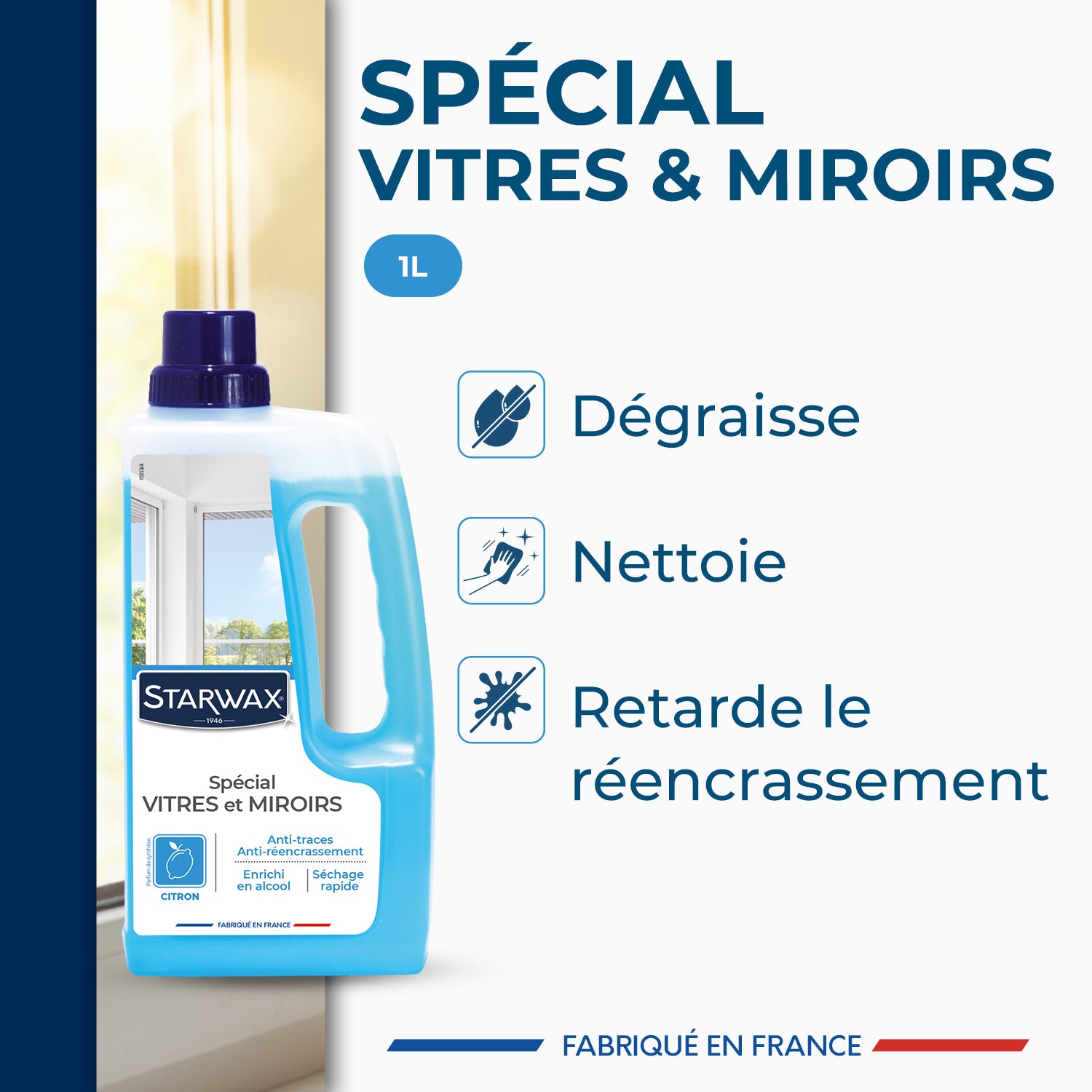 STARWAX - Nettoyant spécial vitres et miroirs
500ml Parfum verveine citron (parfum de synthèse)