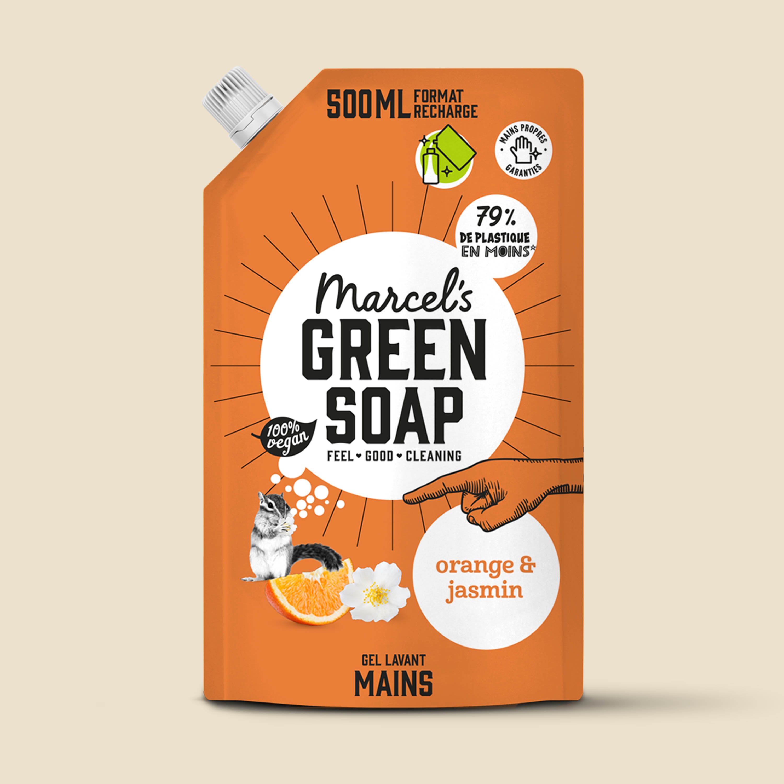 MARCEL'S GREEN SOAP - Recharge Gel Lavant Mains Orange & Jasmin 500ml Orange & Jasmin