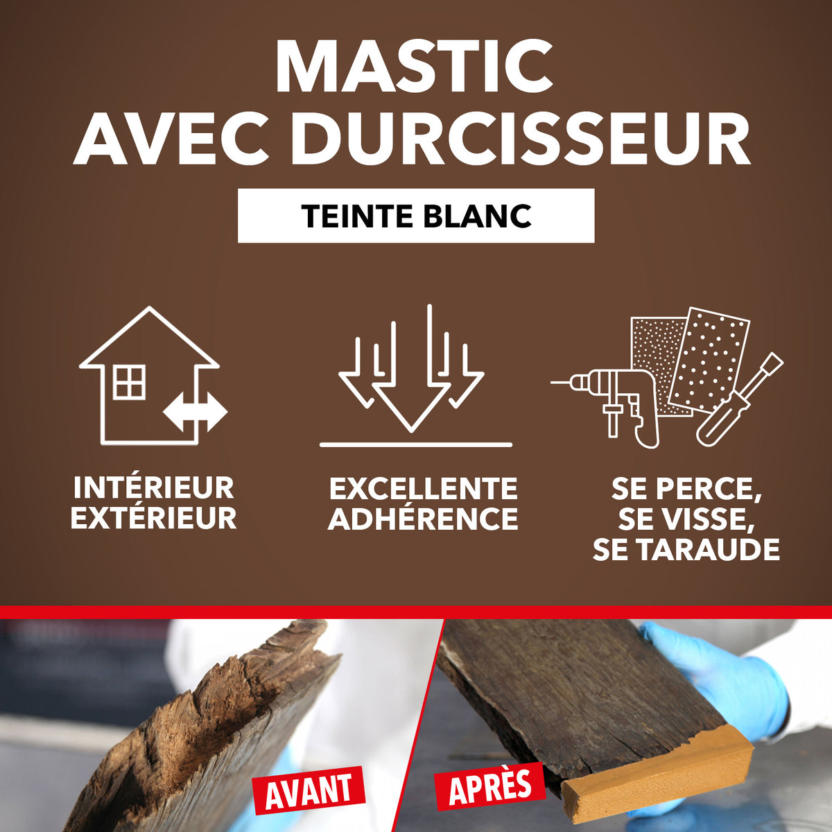 SINTO - Reconstitue angles et gros trous 500ml Chêne