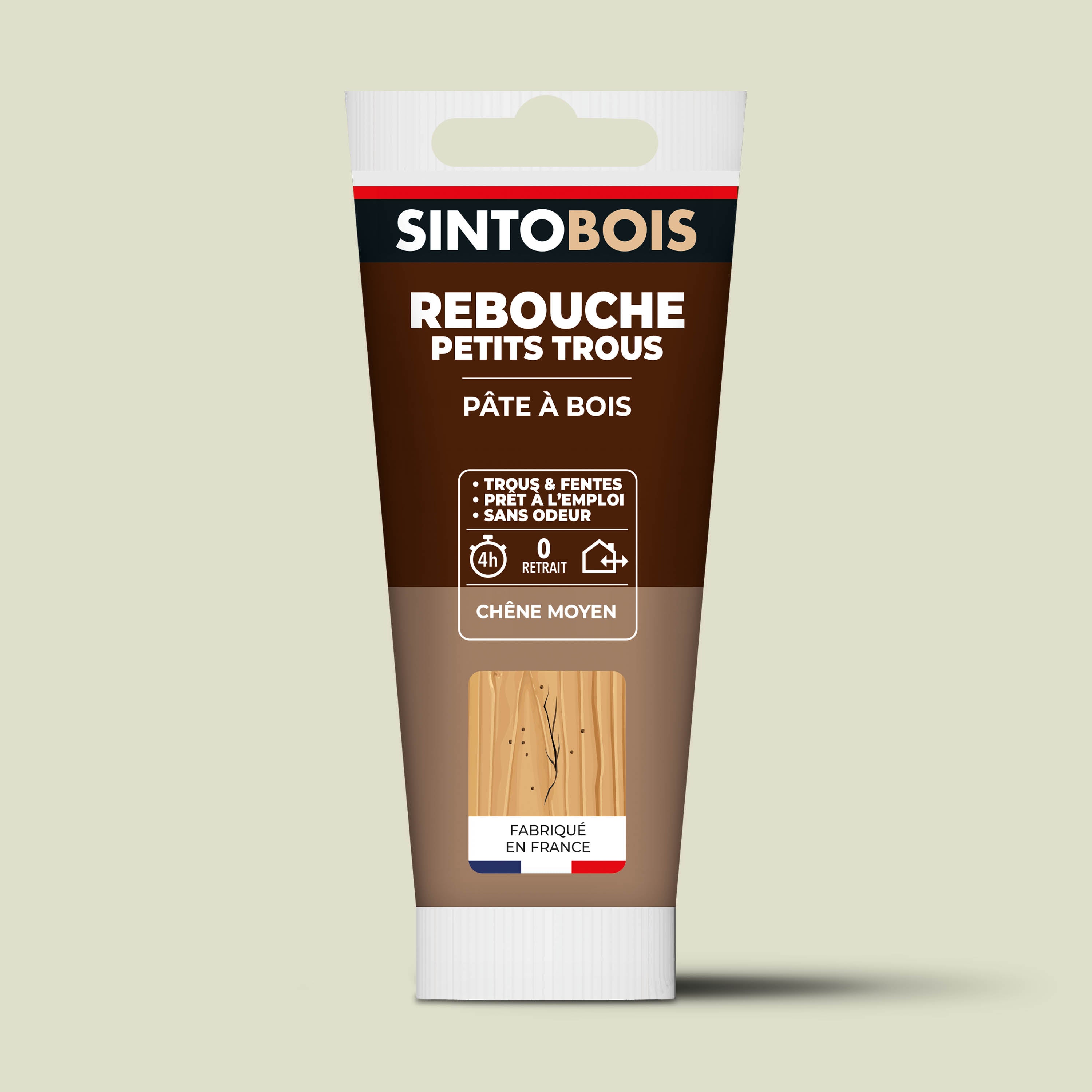 SINTO - Rebouche imperfections - Pâte à bois naturel 80g Blanc