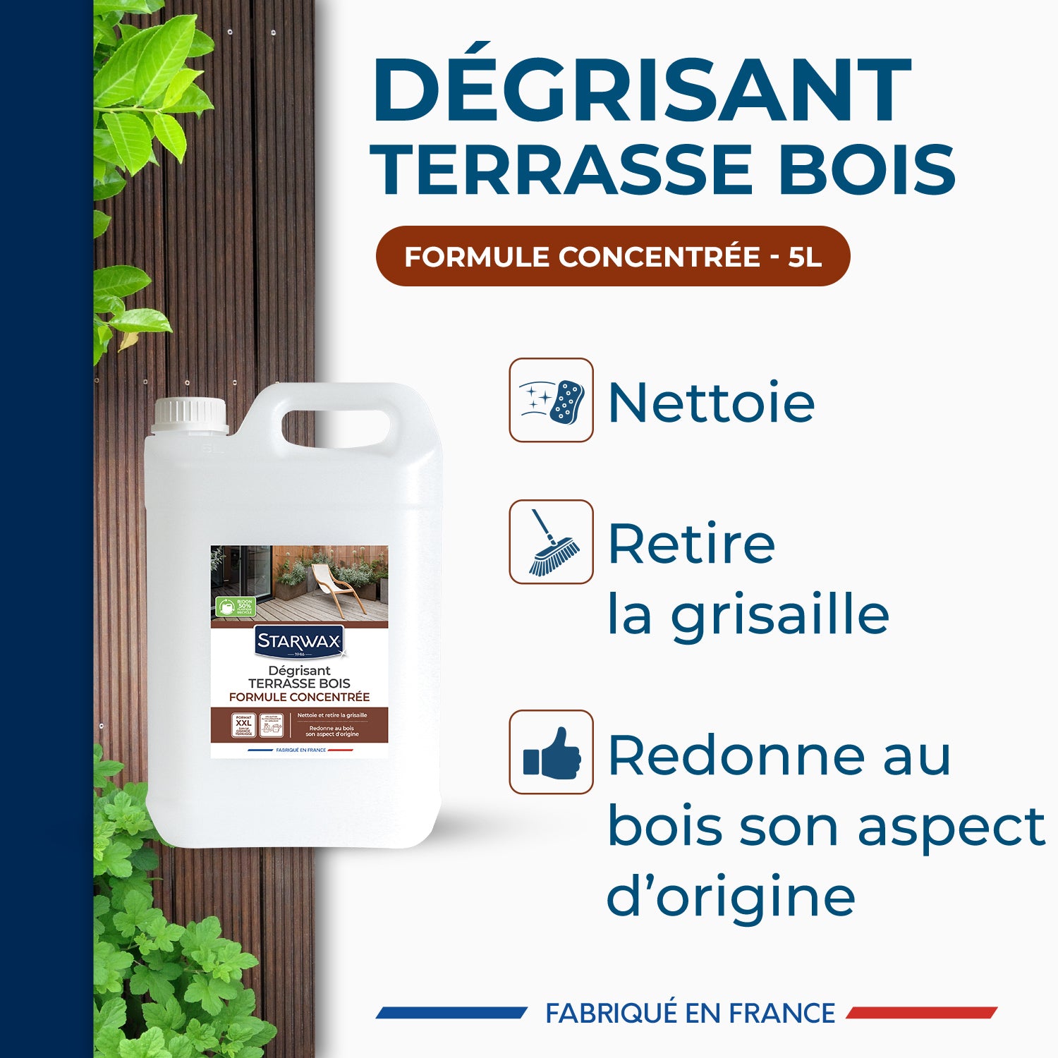 STARWAX - Dégrisant concentré pour terrasse en bois
2L