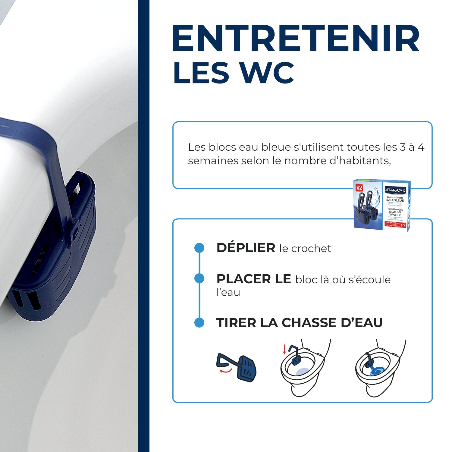 STARWAX - Blocs cuvette eau bleue pour WC
2 x 40g