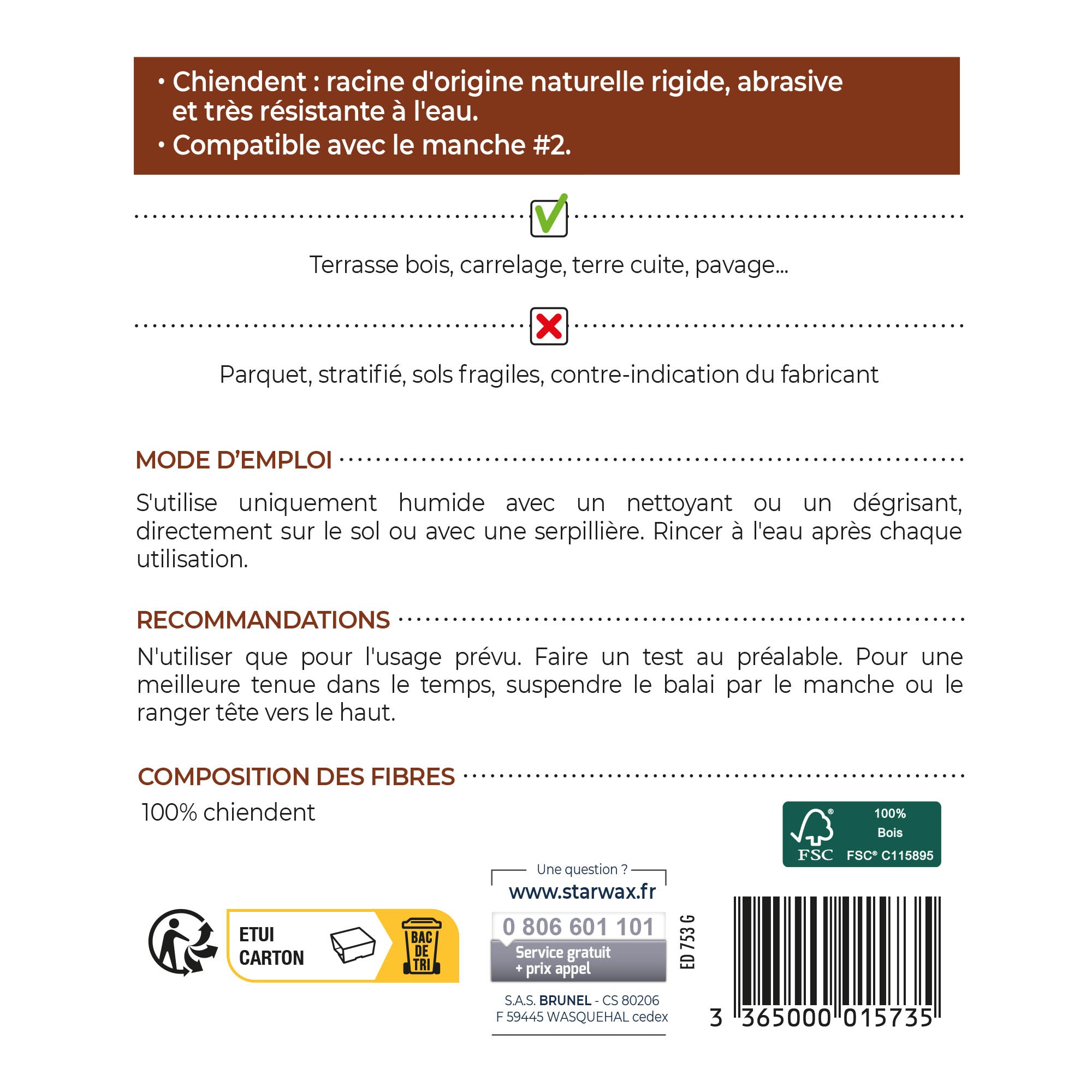STARWAX - Lave pont chiendent pour terrasses et sols carrelés FSC® X1