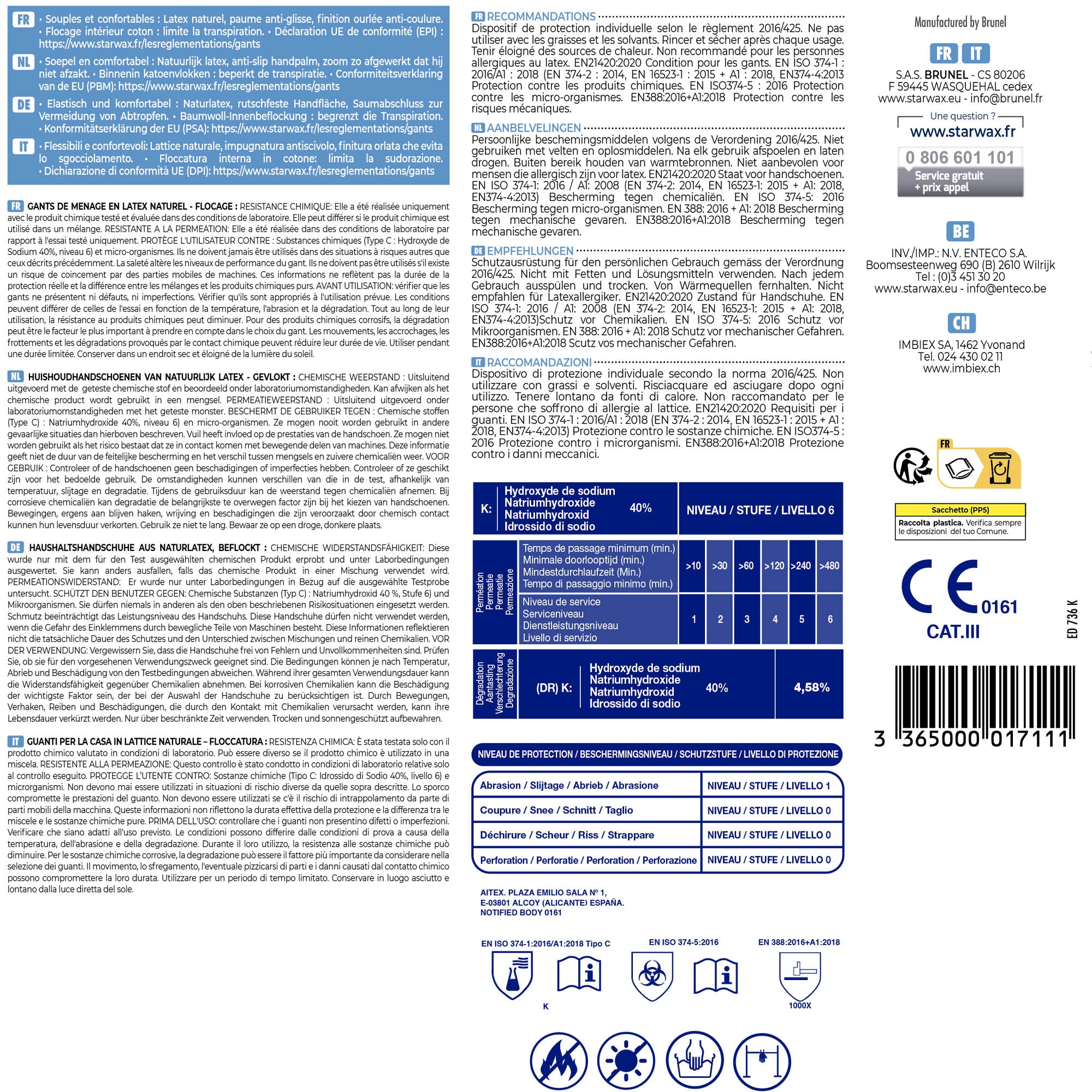 STARWAX - Gants DE MENAGE X1 S