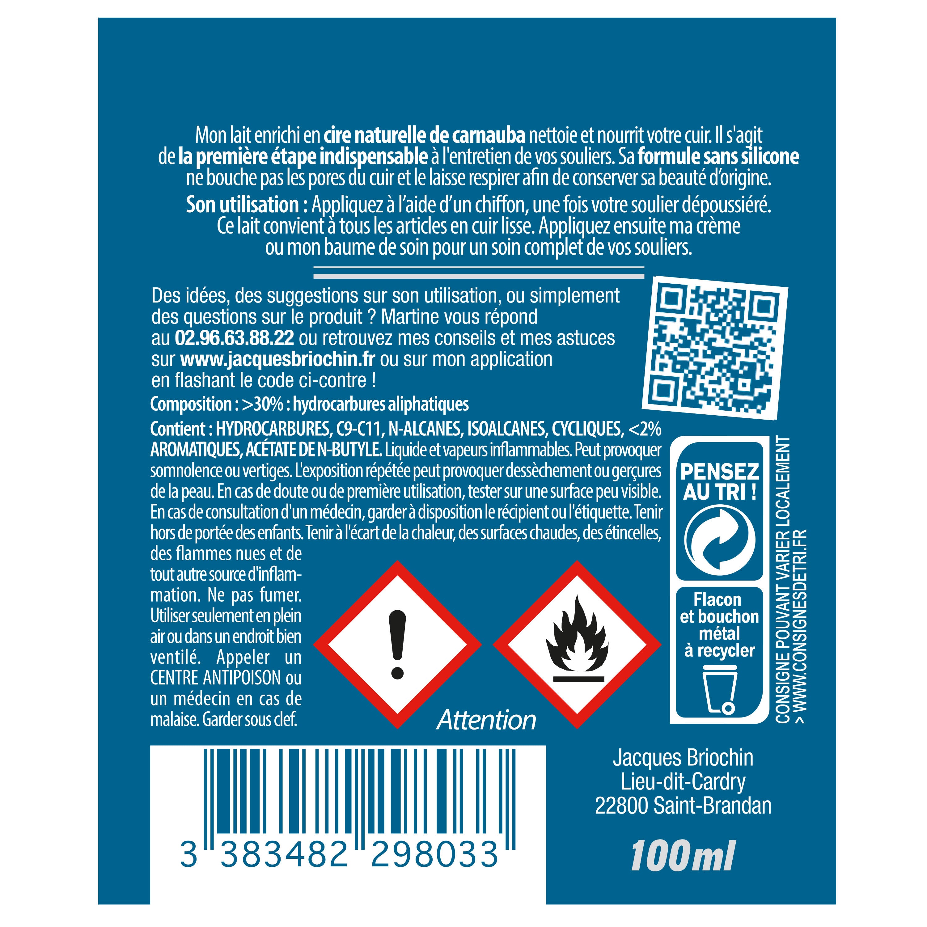 JACQUES BRIOCHIN - Lait de soin 100ml