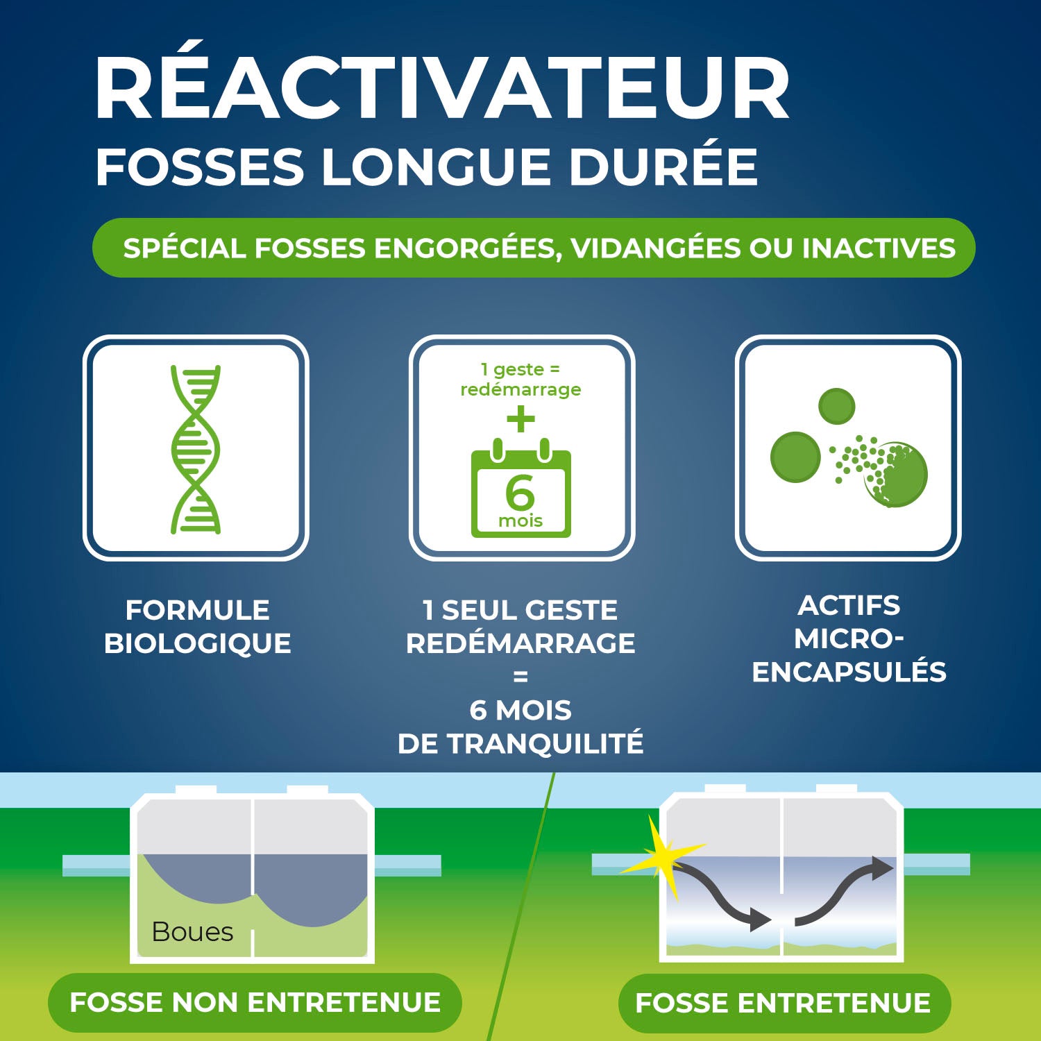 STARWAX - Ré-activateur longue durée pour fosses septiques 500g