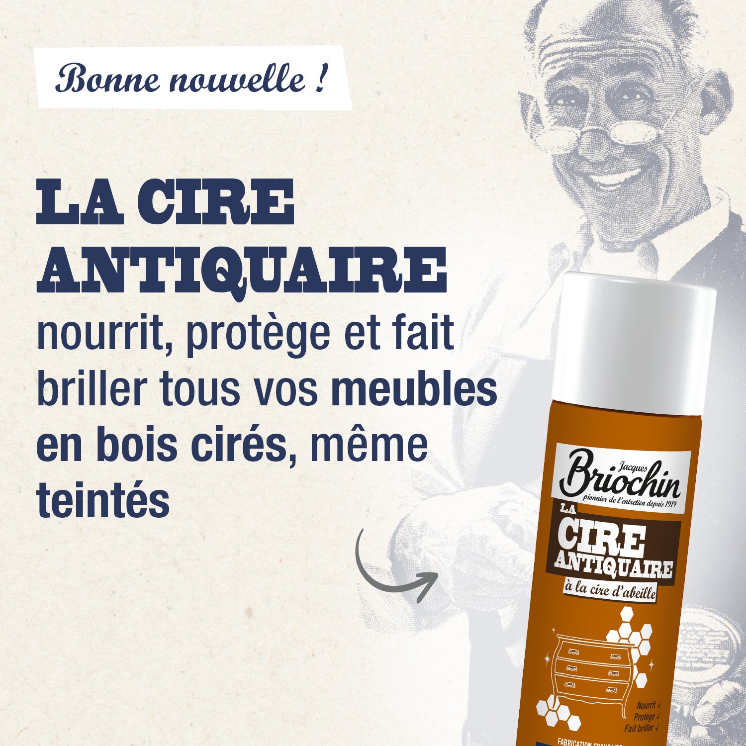 JACQUES BRIOCHIN - Cire antiquaire à la cire d'abeille 400ml