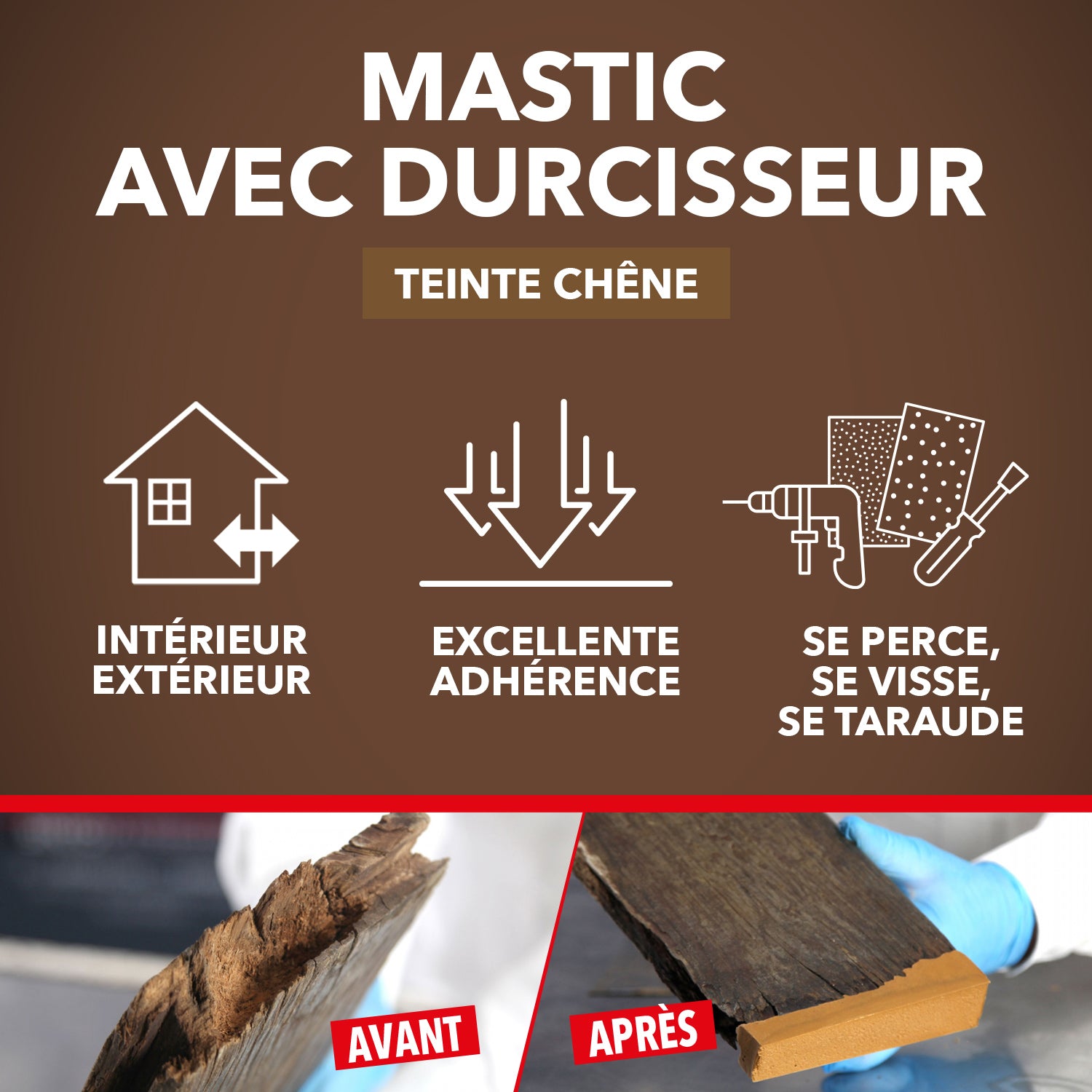 SINTO - Reconstitue bois charges lourdes 170ml Chêne