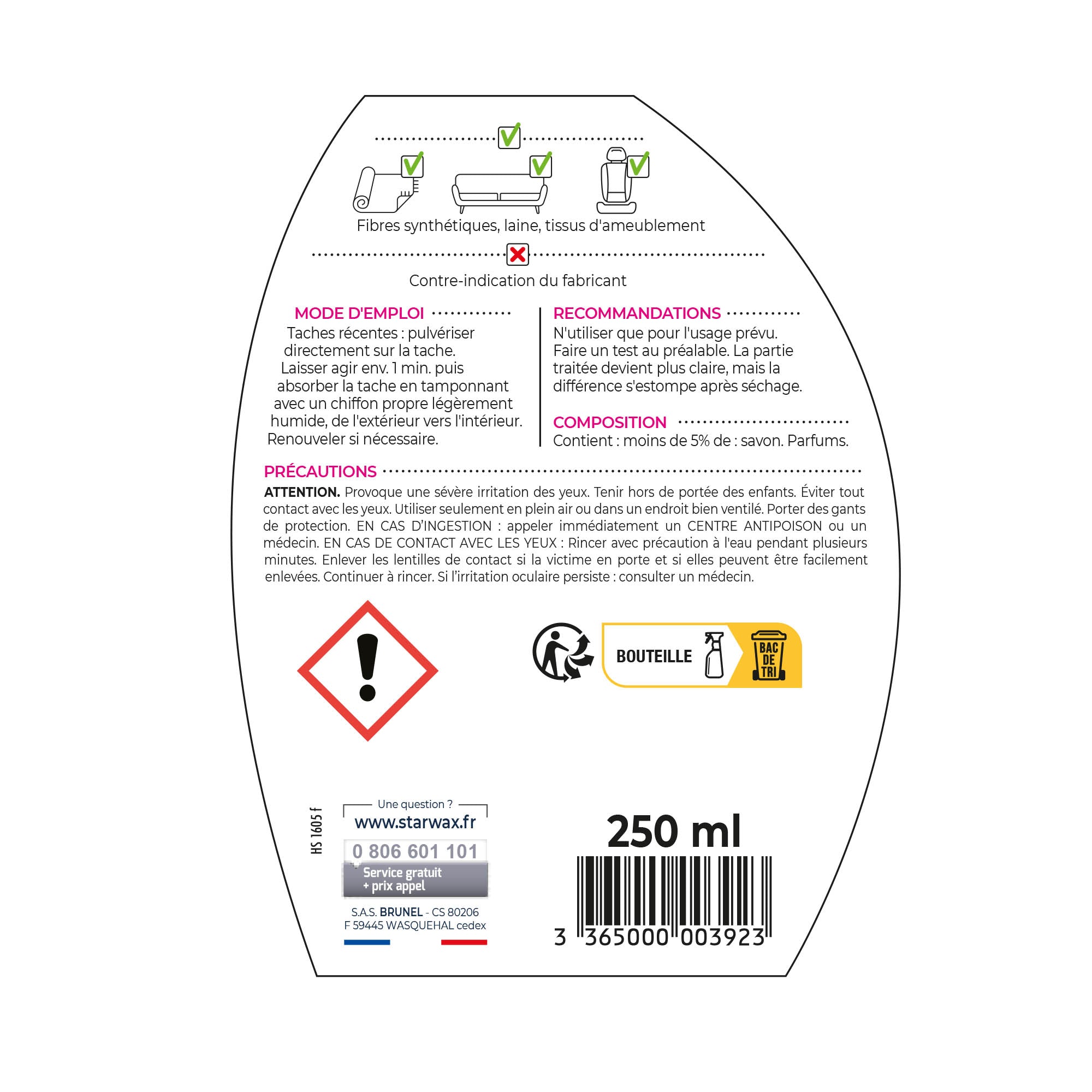 STARWAX - Détachant express pour tapis et moquettes
250ml