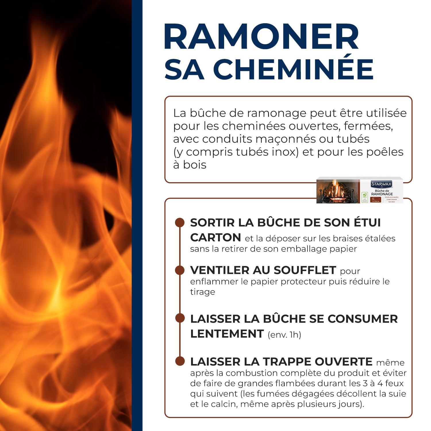 STARWAX - Buche de ramonage pour poêle et cheminée PEFC X1