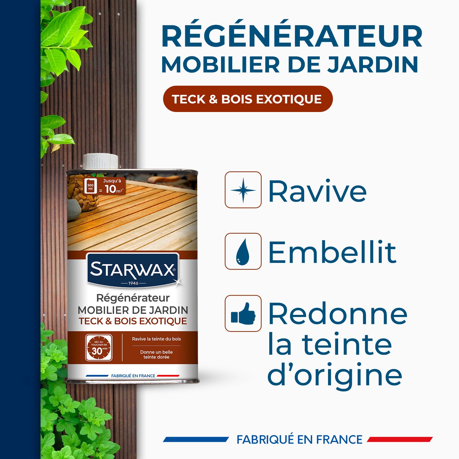 STARWAX - Régénérateur teck et bois exotiques pour mobilier de jardin 500ml