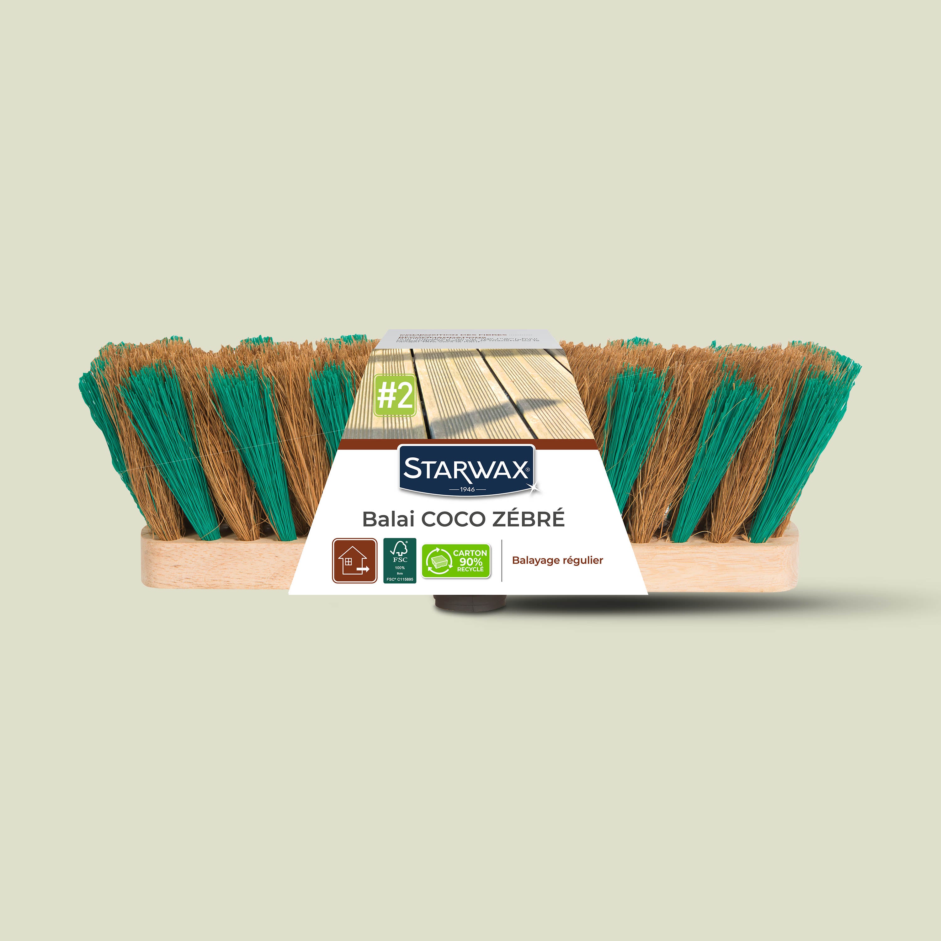 STARWAX - Balai coco zébré pour sols extérieurs FSC® X1