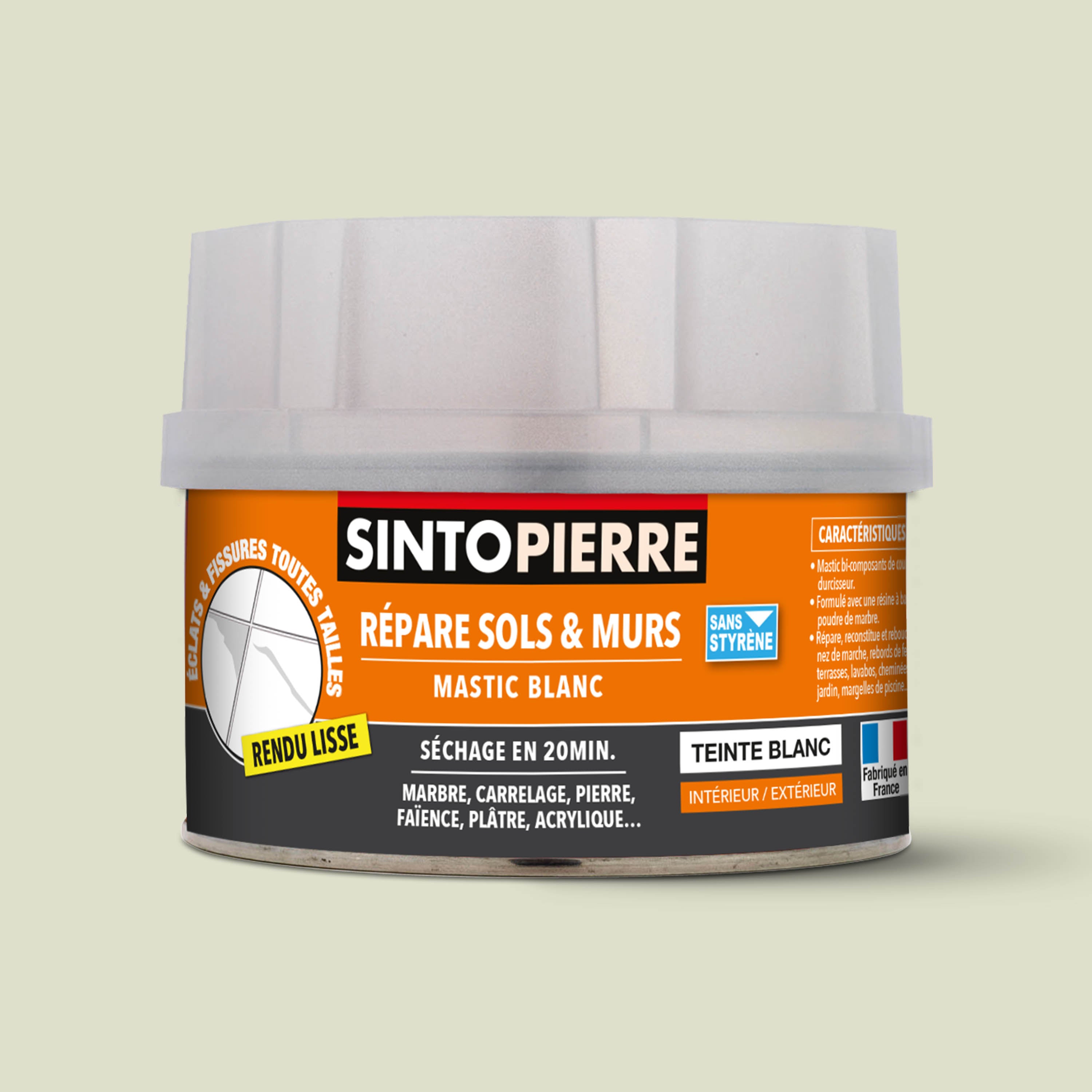 SINTO - Répare sols et murs blanc (marbre, faïence, carrelage, plâtre) 280g Blanc