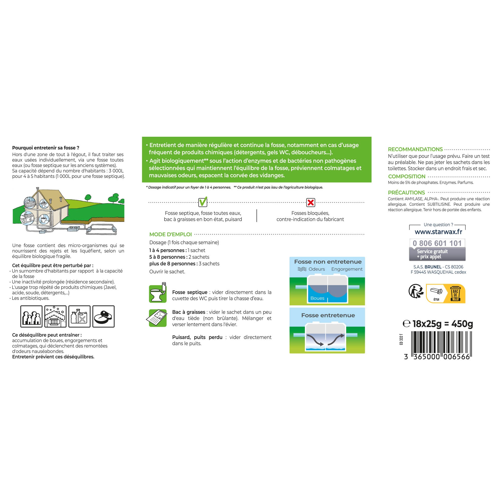 STARWAX - Entretien hebdomadaire pour fosses septiques
450g