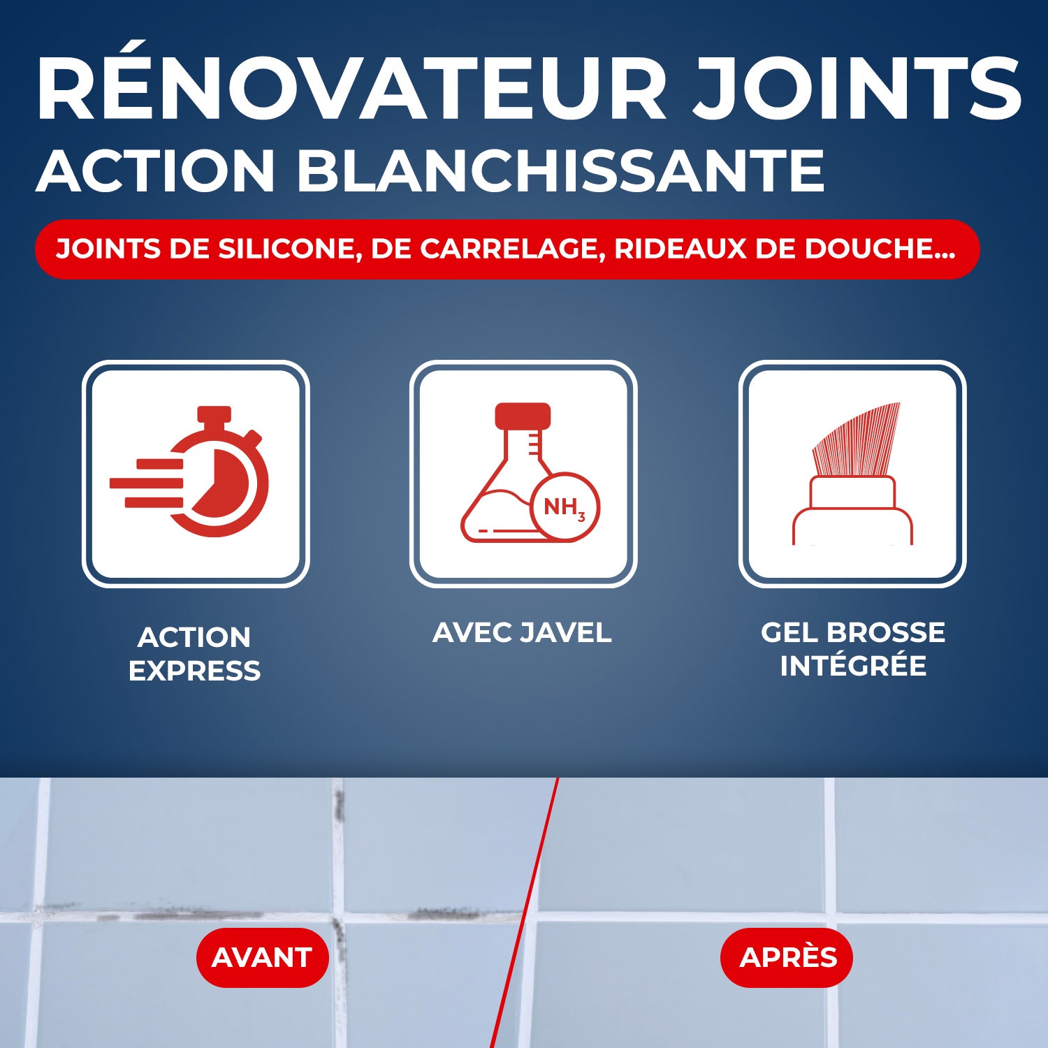 STARWAX - Rénovateur joints - action blanchissante avec Javel - Gel avec brosse intégrée
250ml