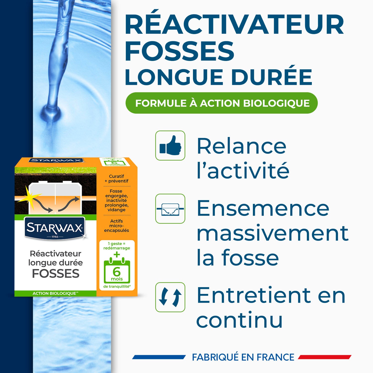 STARWAX - Ré-activateur longue durée pour fosses septiques 500g