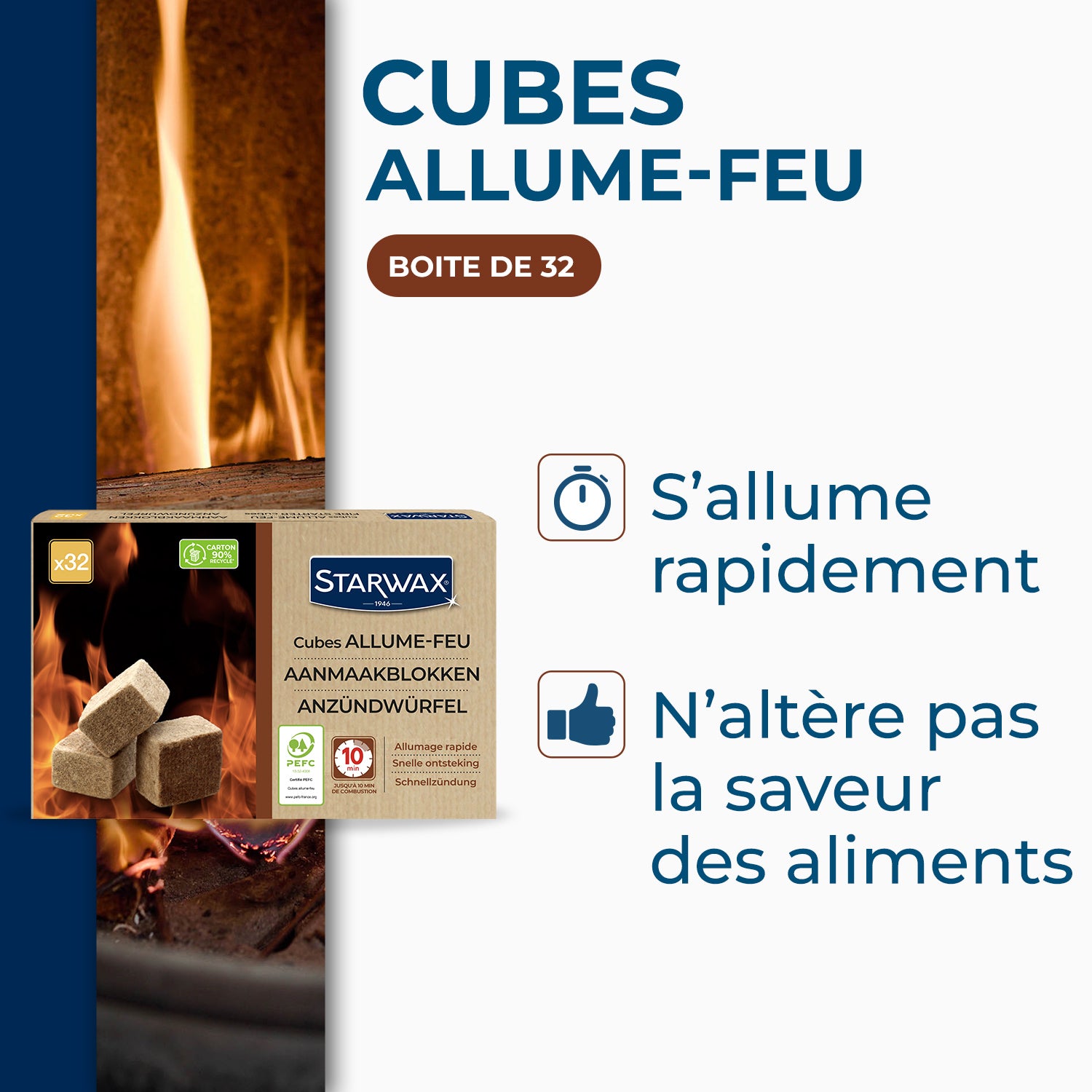 STARWAX - Cubes allume feu PEFC X32
